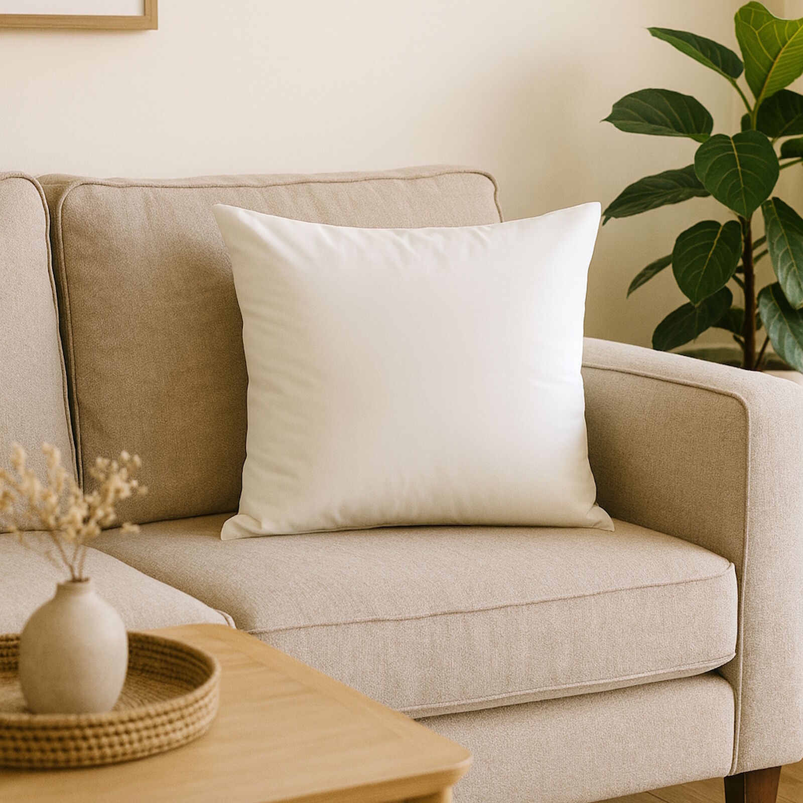 Kissenbezug Uni Weiß Baumwolle Linon RV