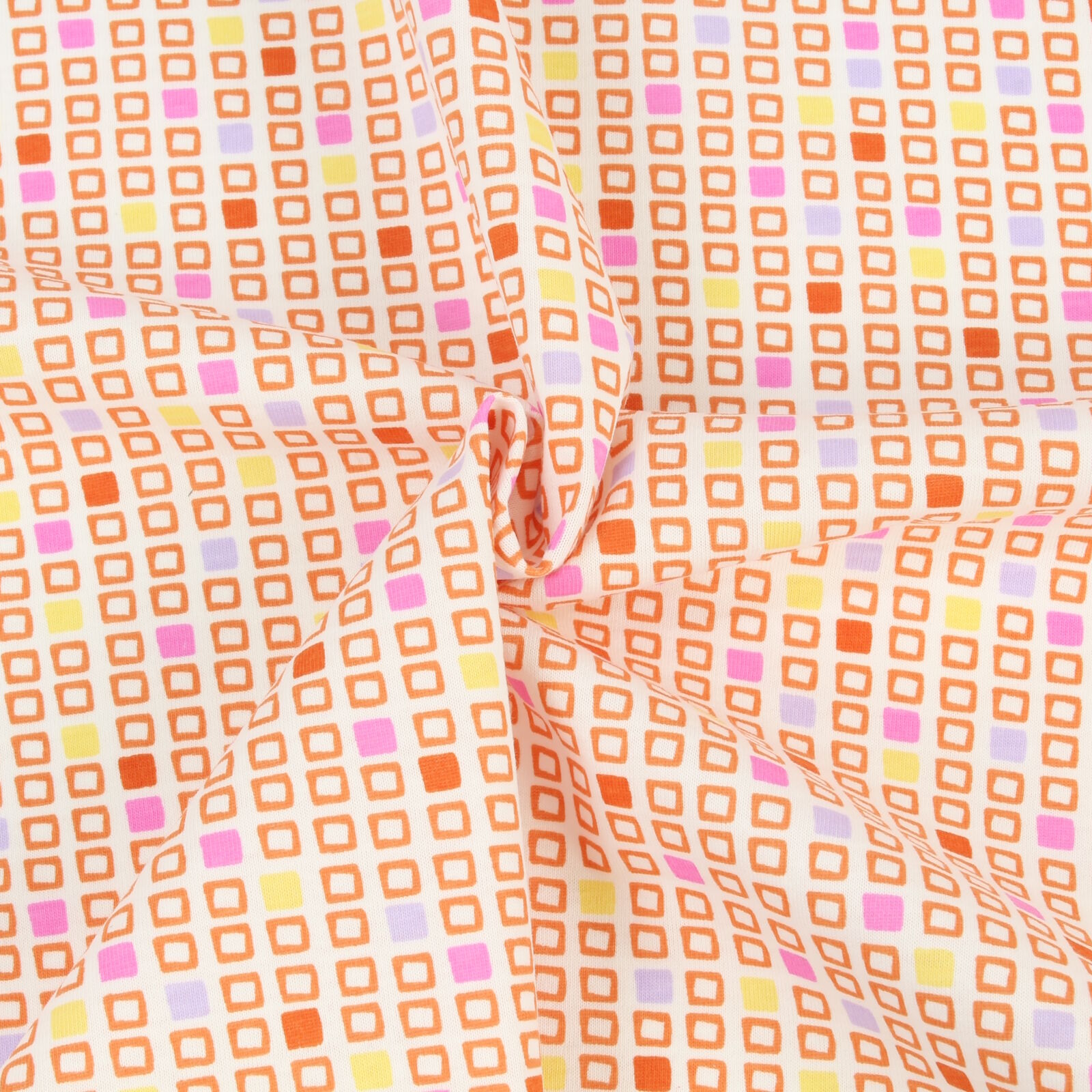 Beschichteter Stoff Orange Quadrate Baumwolle Meterware