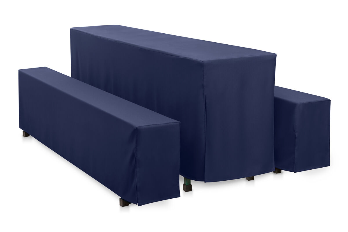 Hussen Bierzeltgarnitur Set Polyester-200x50 + 2x 200x25 cm-Marine Blau