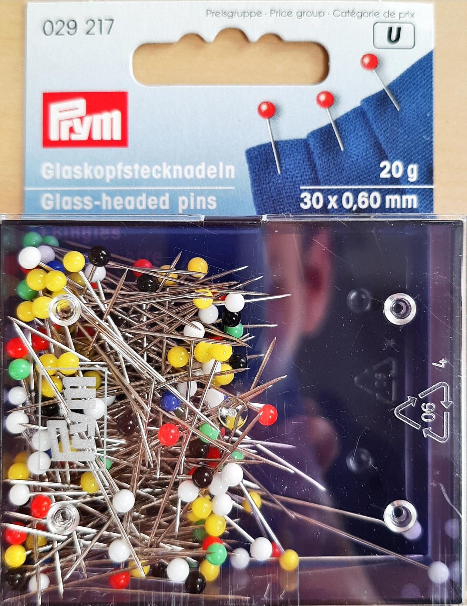 Glaskopfnadeln ST 0,60 x 30 mm bunt 20g