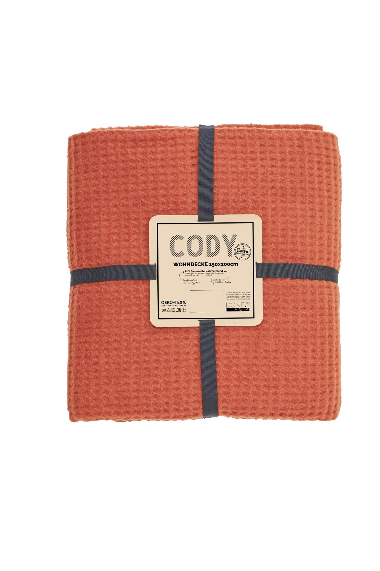 Kuscheldecke Cody Waffel Pique Terracotta 150x200 cm