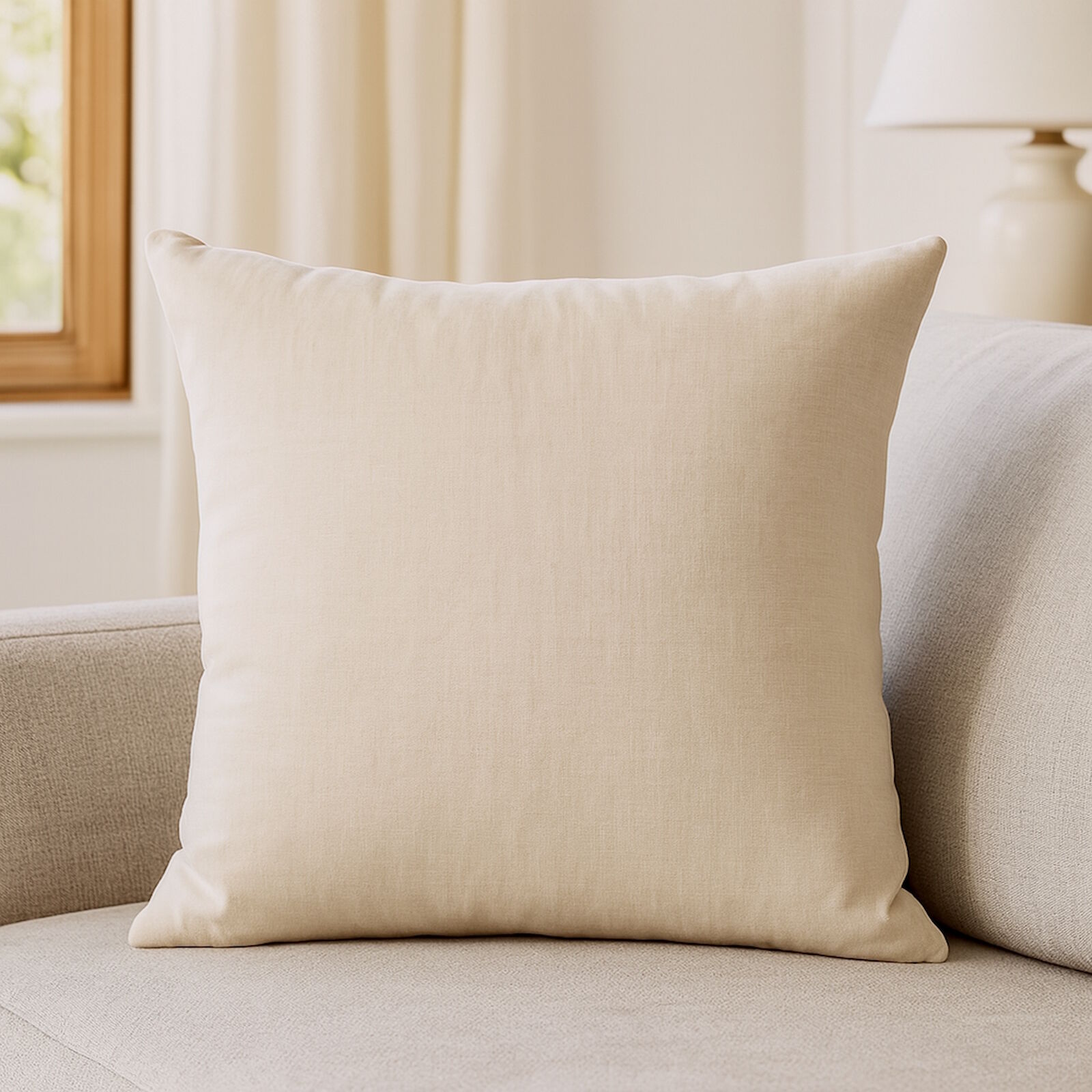Beige Kissenbezug Baumwolle mit Reißverschluss