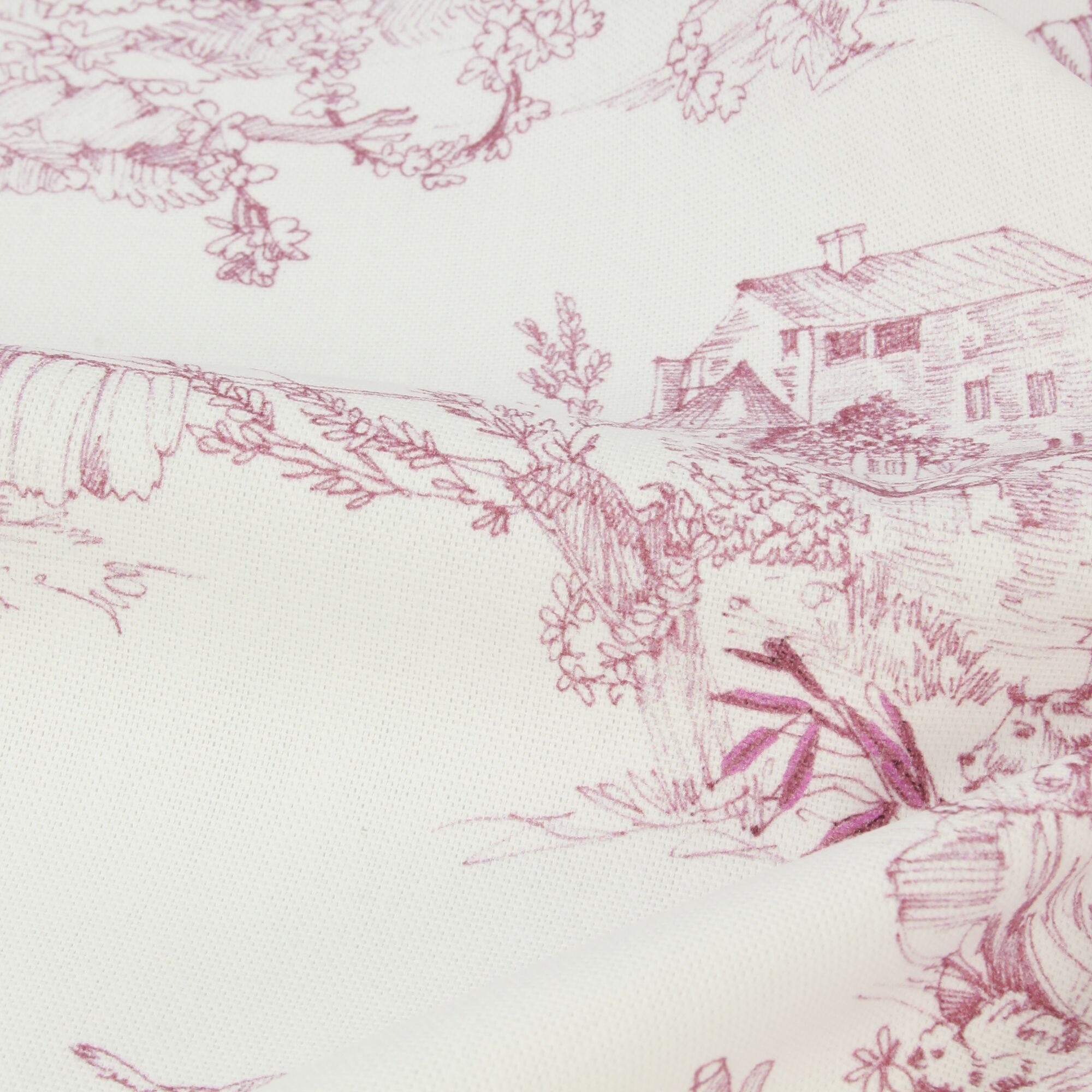 Stoff Meterware Toile de Jouy Rot Canvas