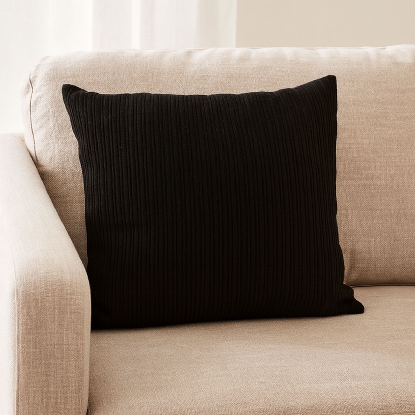 Strick Kissenhülle 50x50 Zopf Schwarz