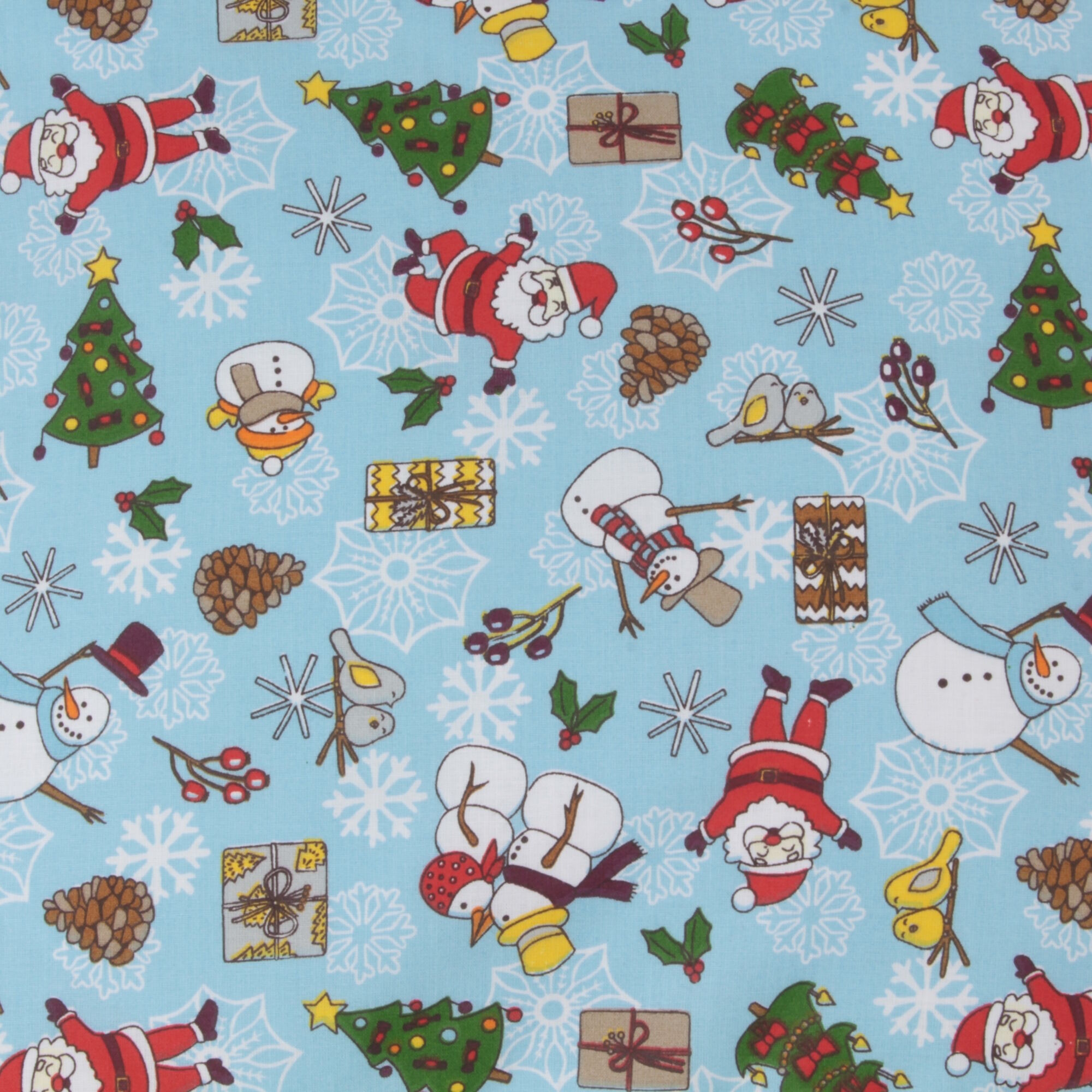 Kissenbezug 40x40 cm Weihnachtsmann Schneemann Hellblau