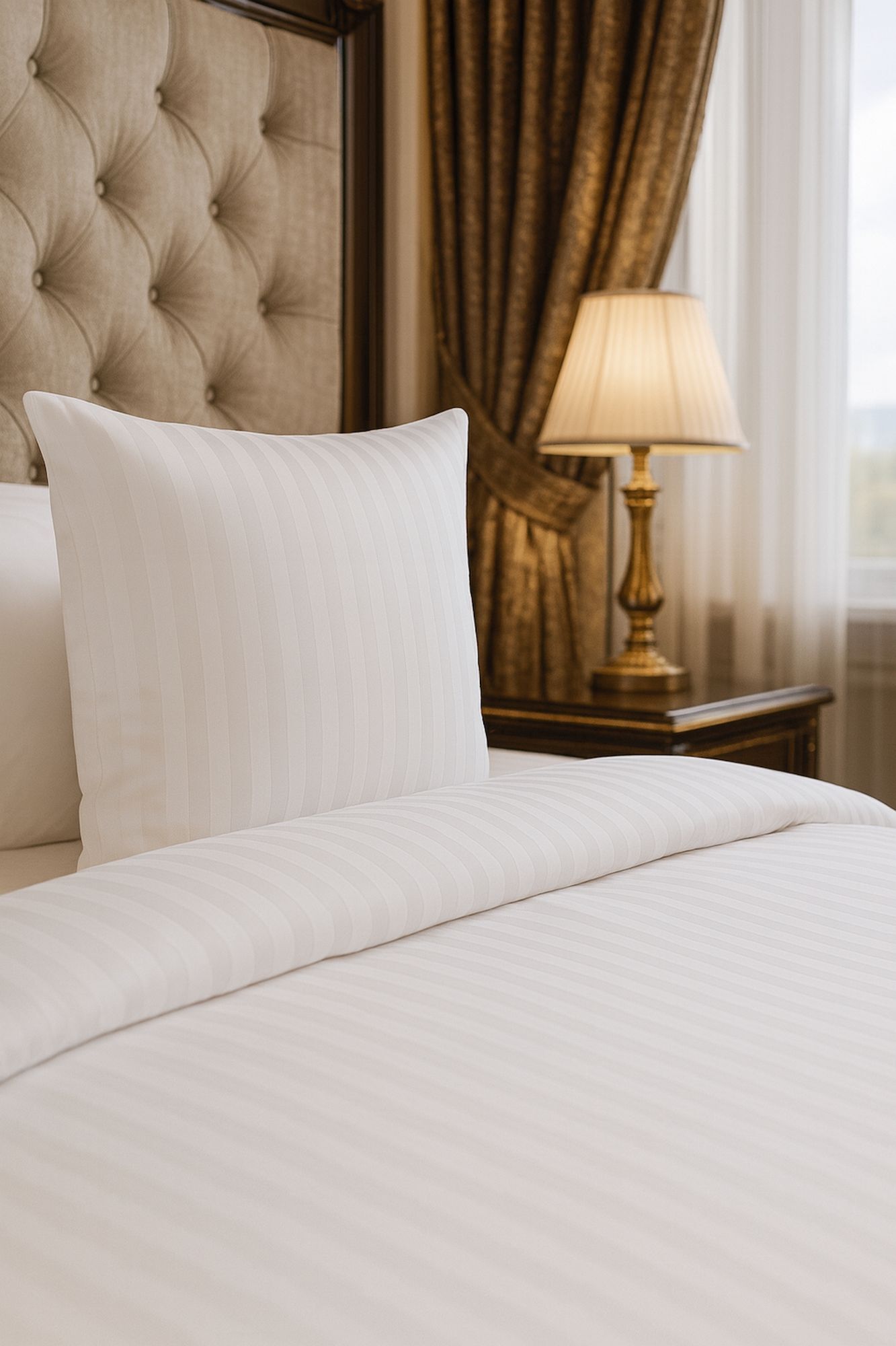 Damast Hotelbettwäsche Weiß Streifen