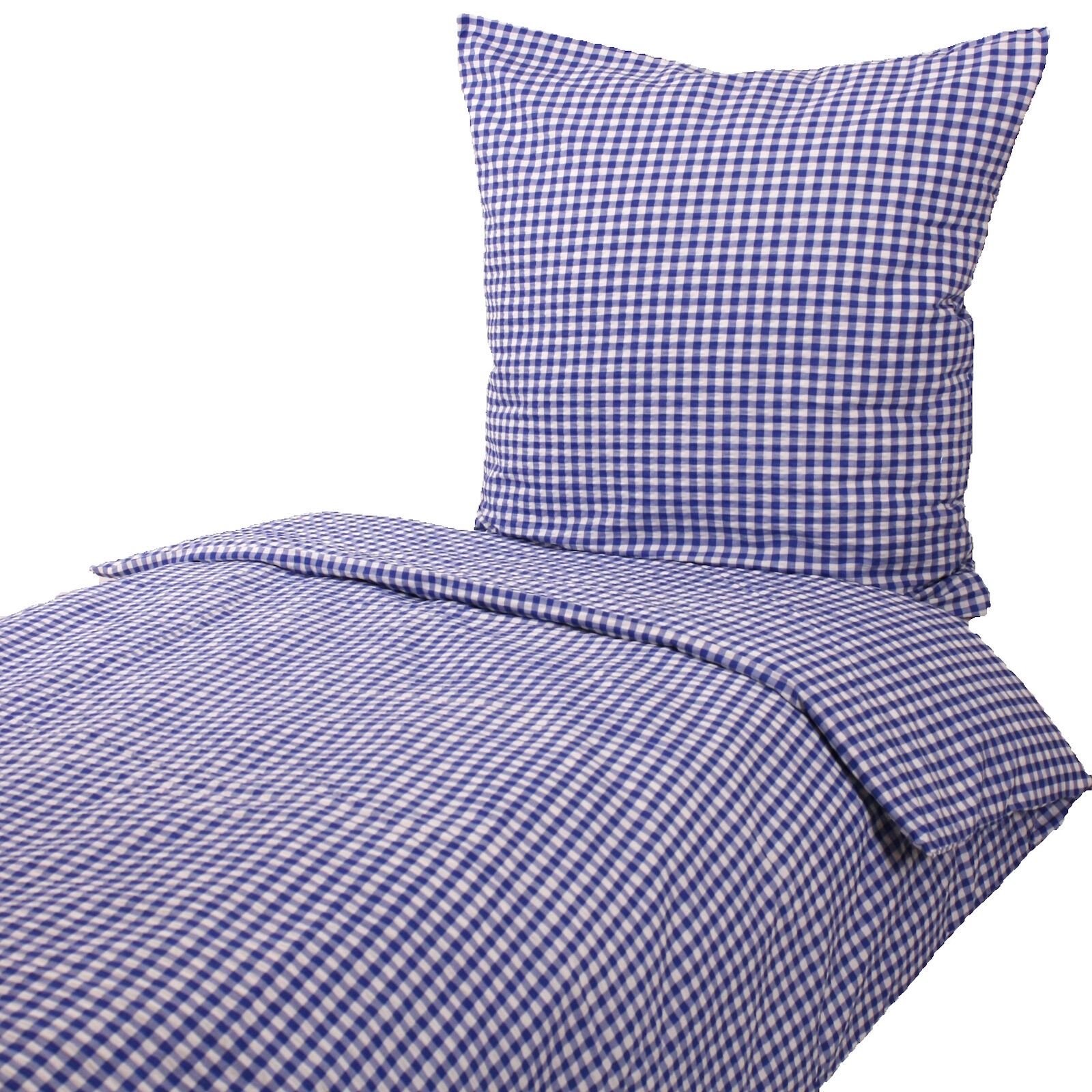 Seersucker Hotelbettwäsche Karo 1x1 cm Blau-135x200