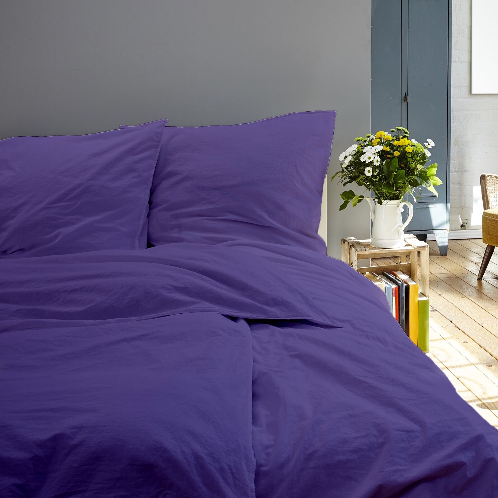 Bettwäsche Lila – 100 % Baumwolle Linon, elegant & zeitlos