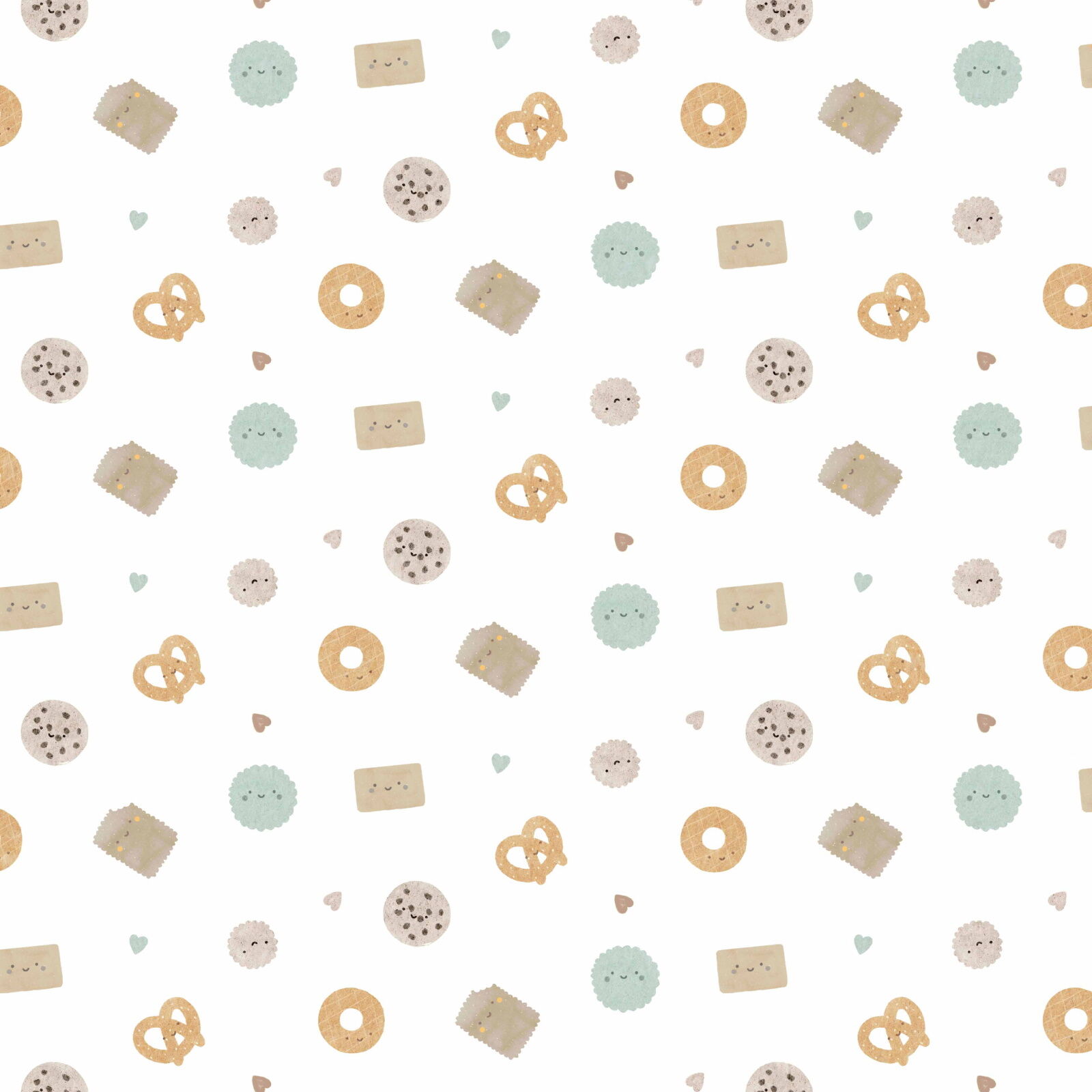 Stoff Meterwaren Sweet Cookies Weiß Jersey