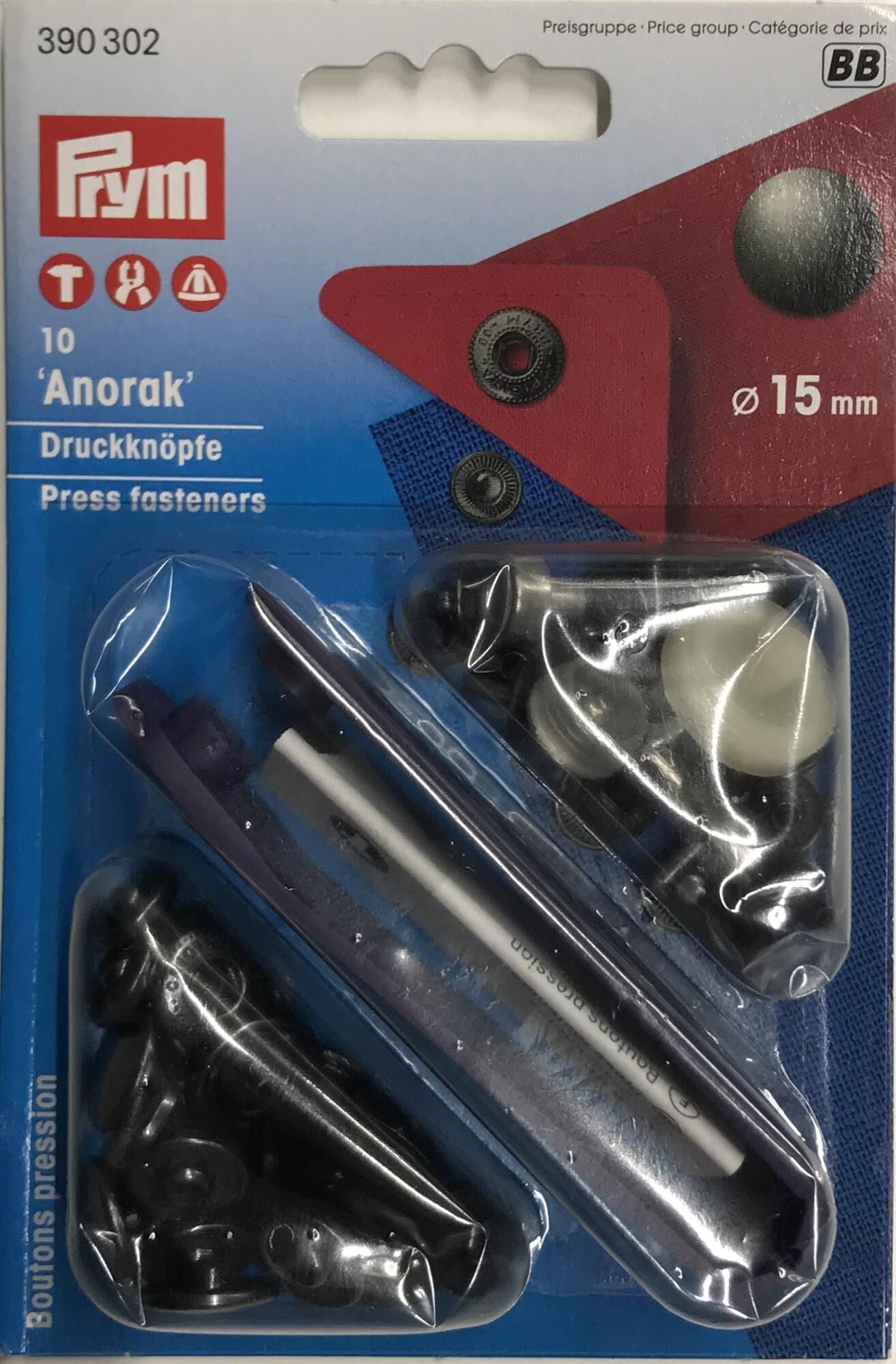 NF-Druckknopf Anorak MS 15 mm brüniert