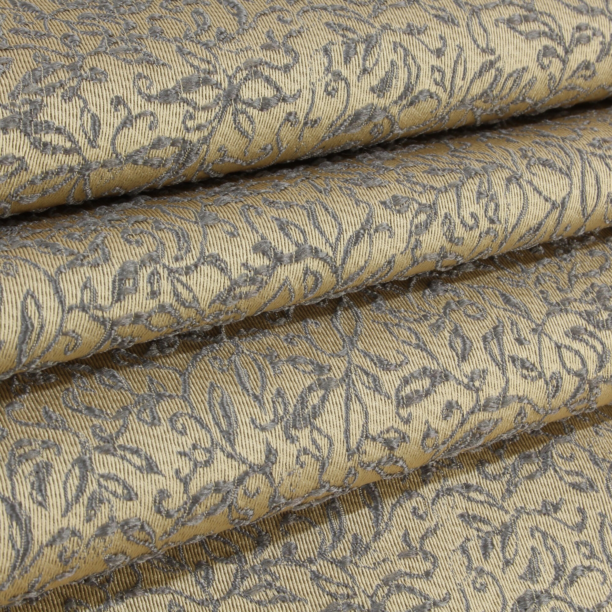 Stoff Meterware kleines Blättermuster Bronze Mischgewebe