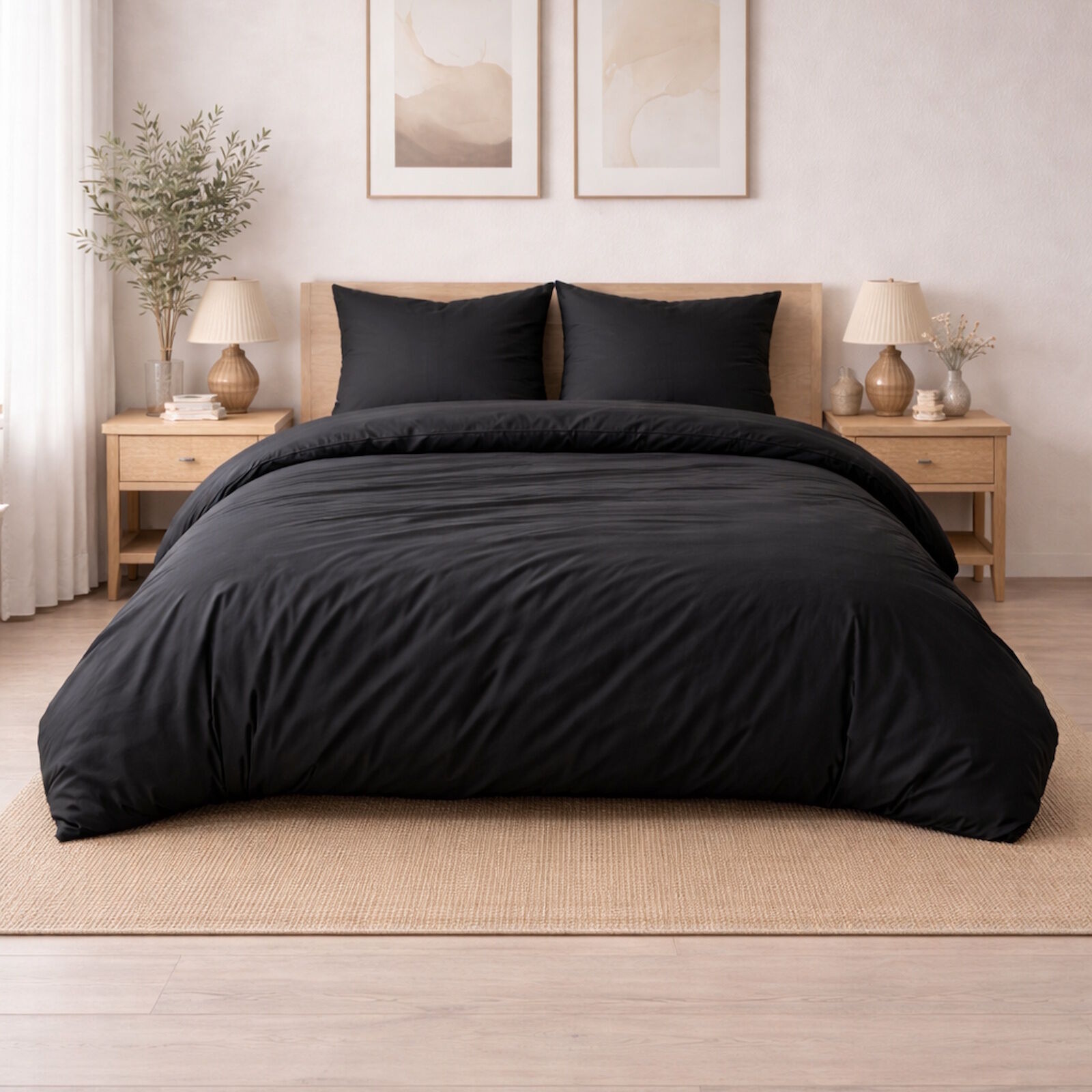 Lyocell Bettwäsche TENCEL Schwarz 135x200 Sandwash