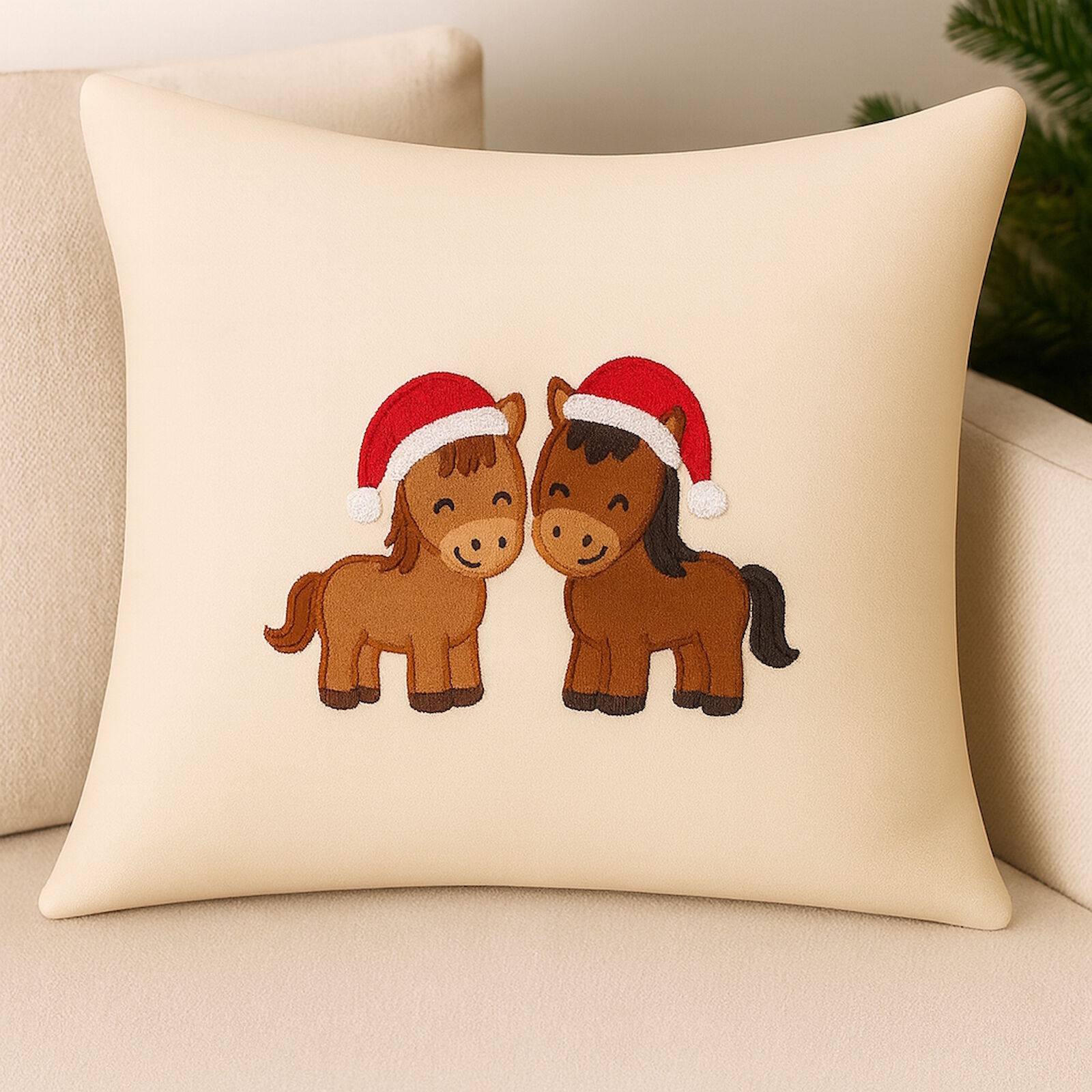 Weihnachtskissen Pferde 40x40 cm