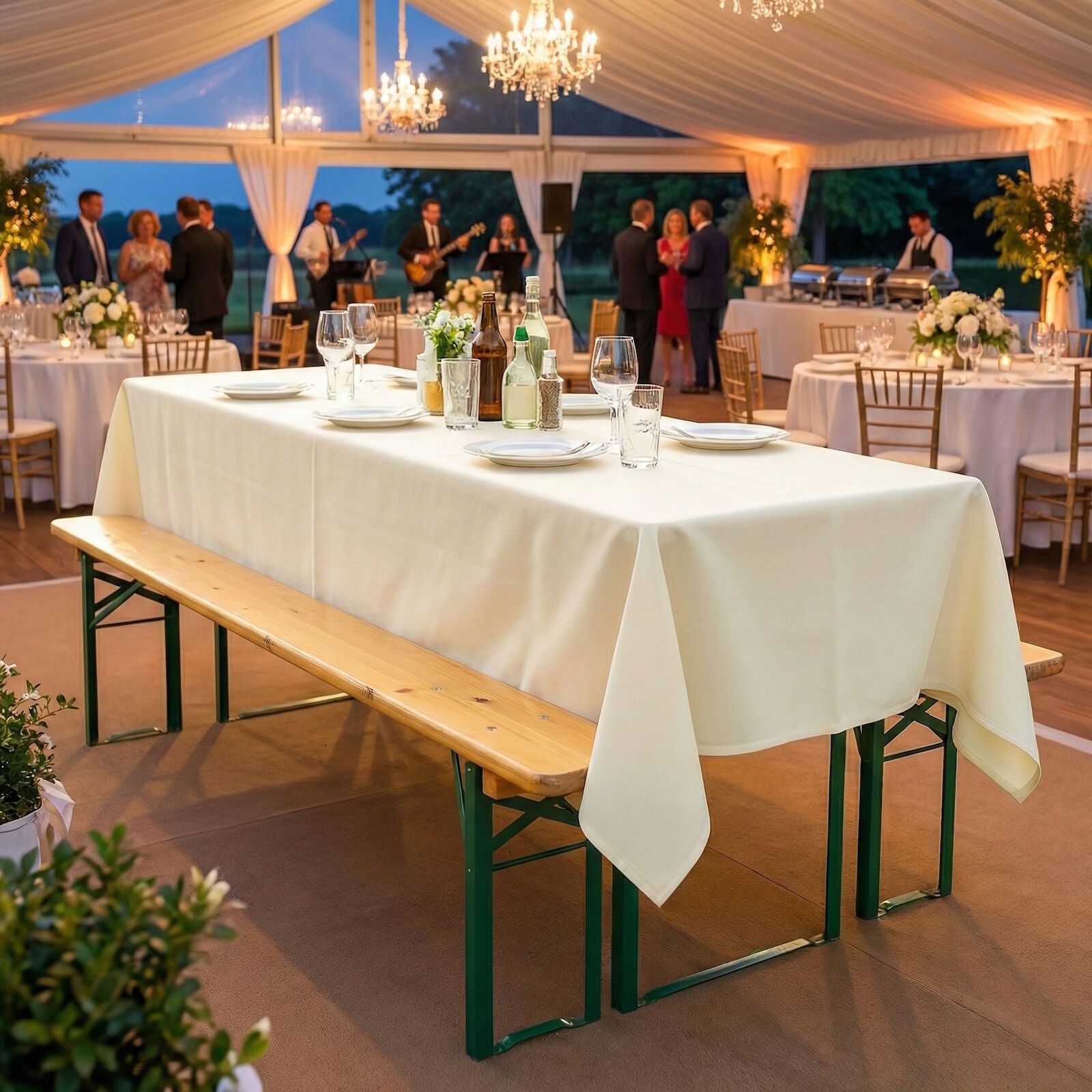 Biertisch Tischdecke Creme Trevira CS B1 Stoff