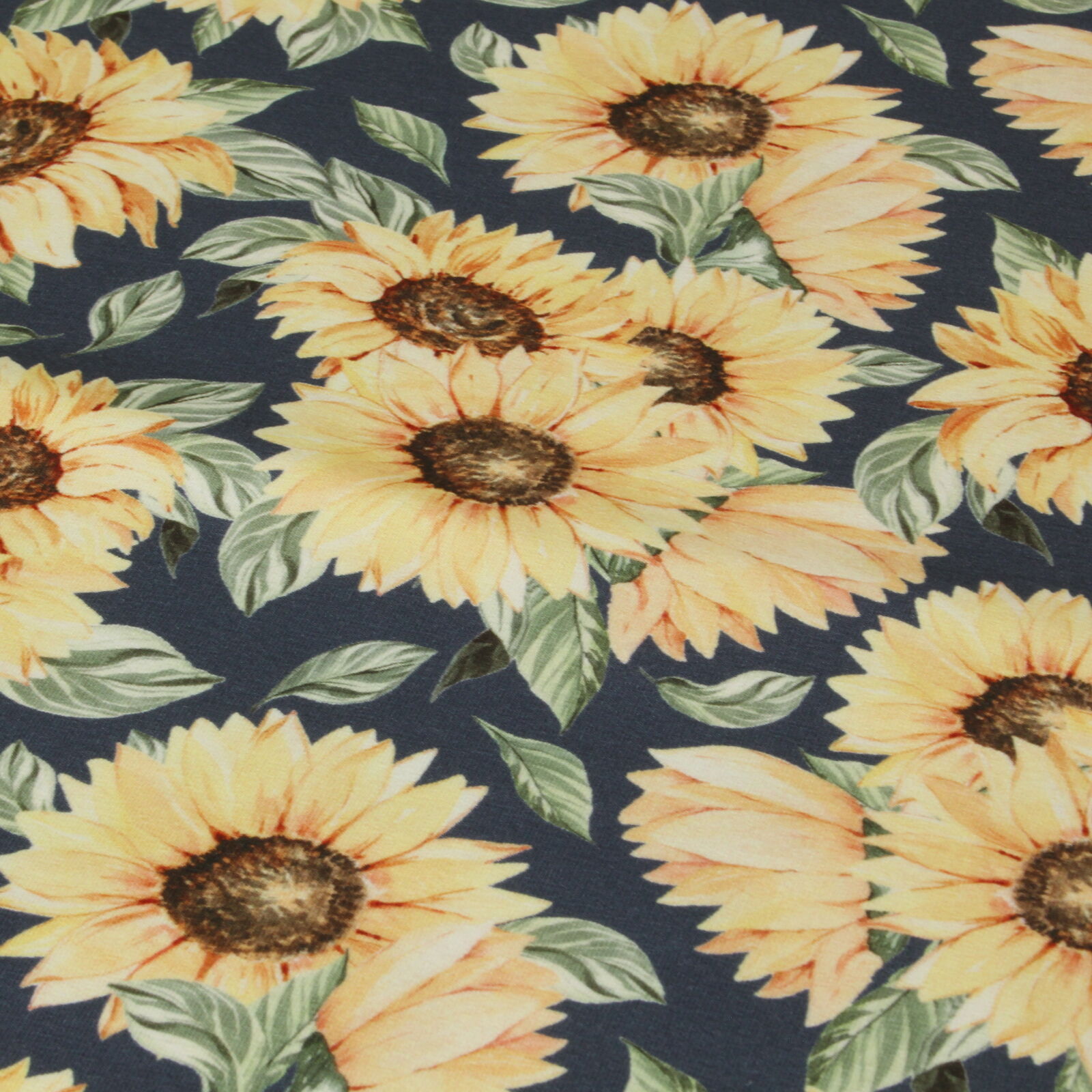 Stoff Meterware Sonnenblumen Blau French Terry