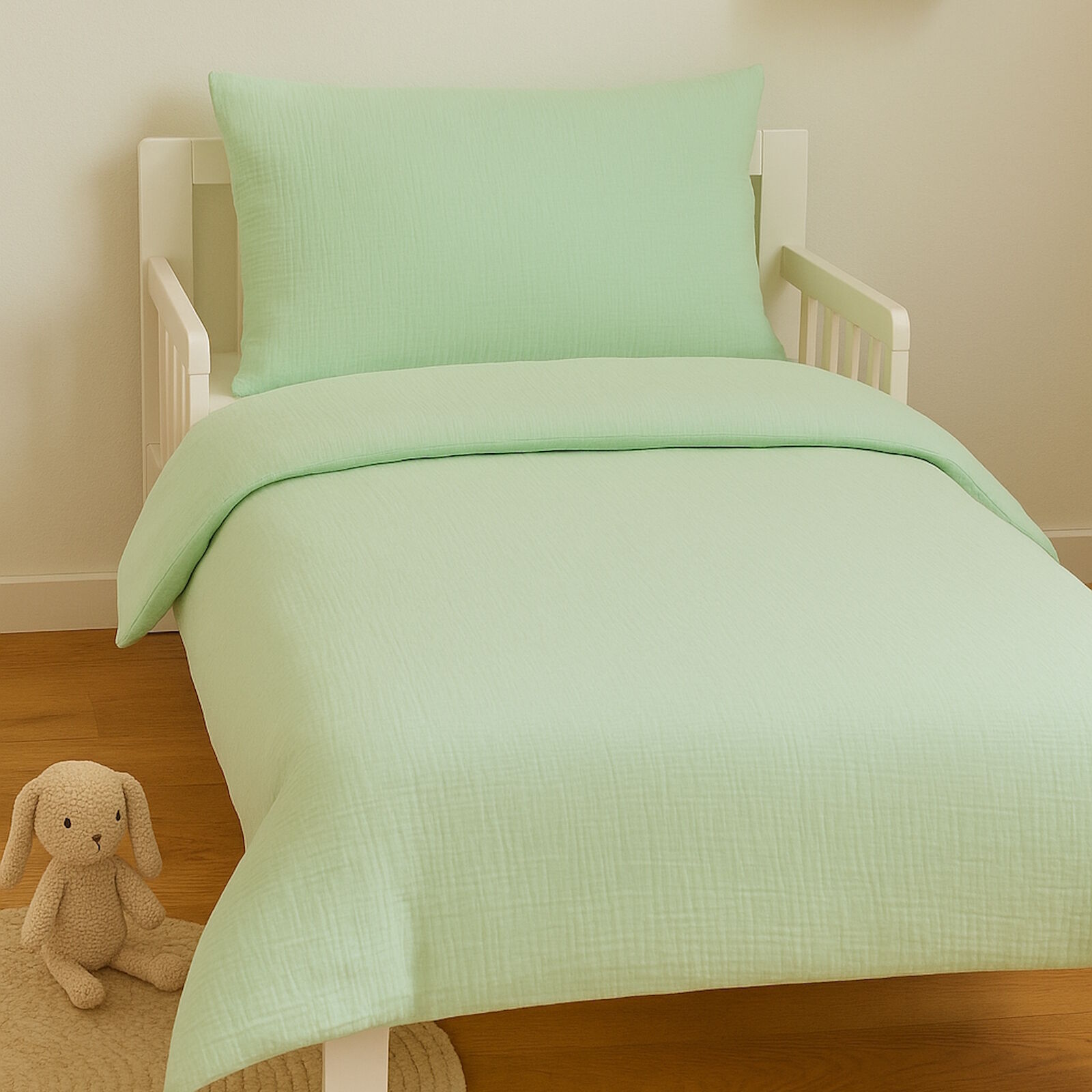 Kinderbettwäsche 100x135 40x60 cm Grün Musselin