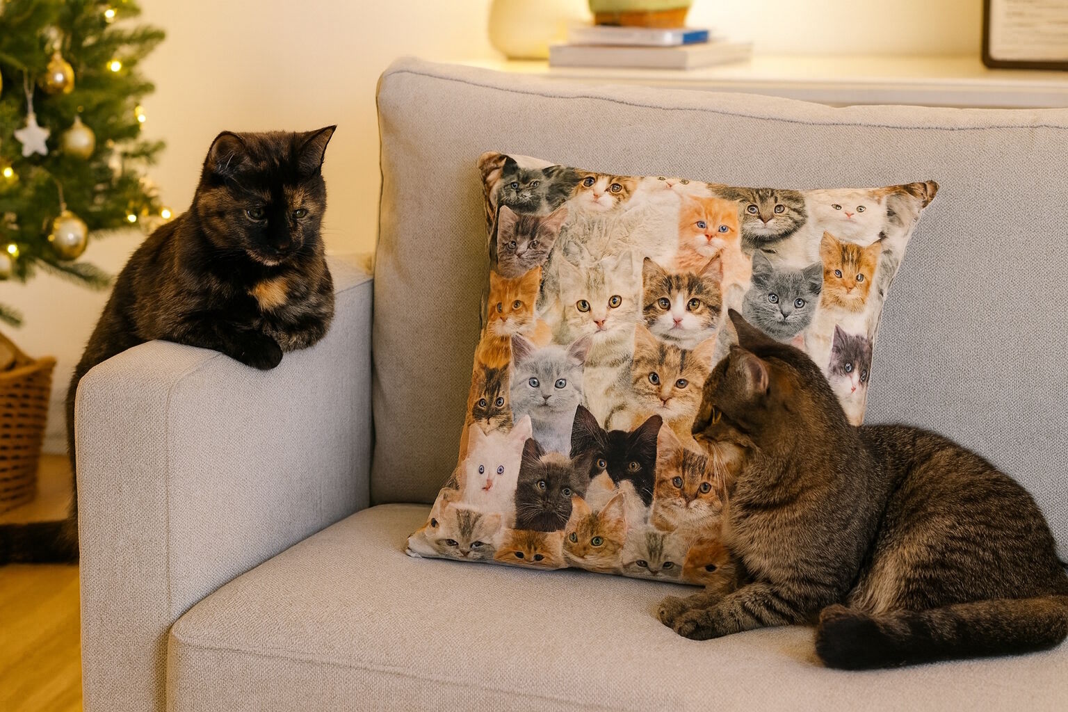 Kissenbezug Katzen Kinder Baumwolle-30x30 cm