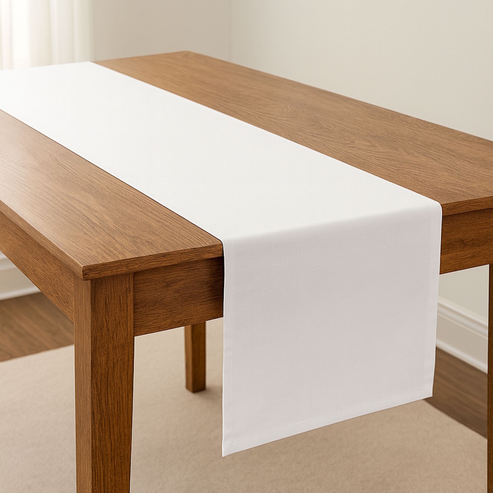 Tischläufer Weiß Baumwolle Linon