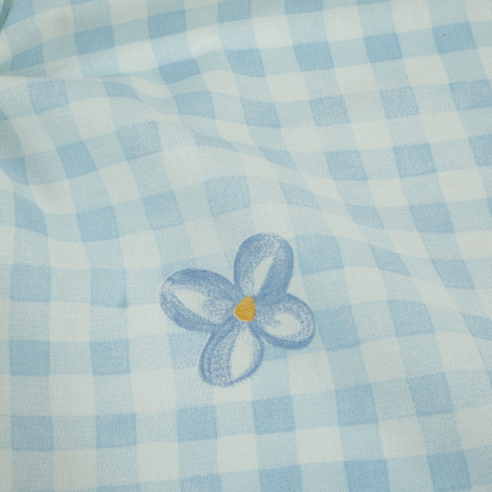 Karierter Stoff Blumen Hellblau