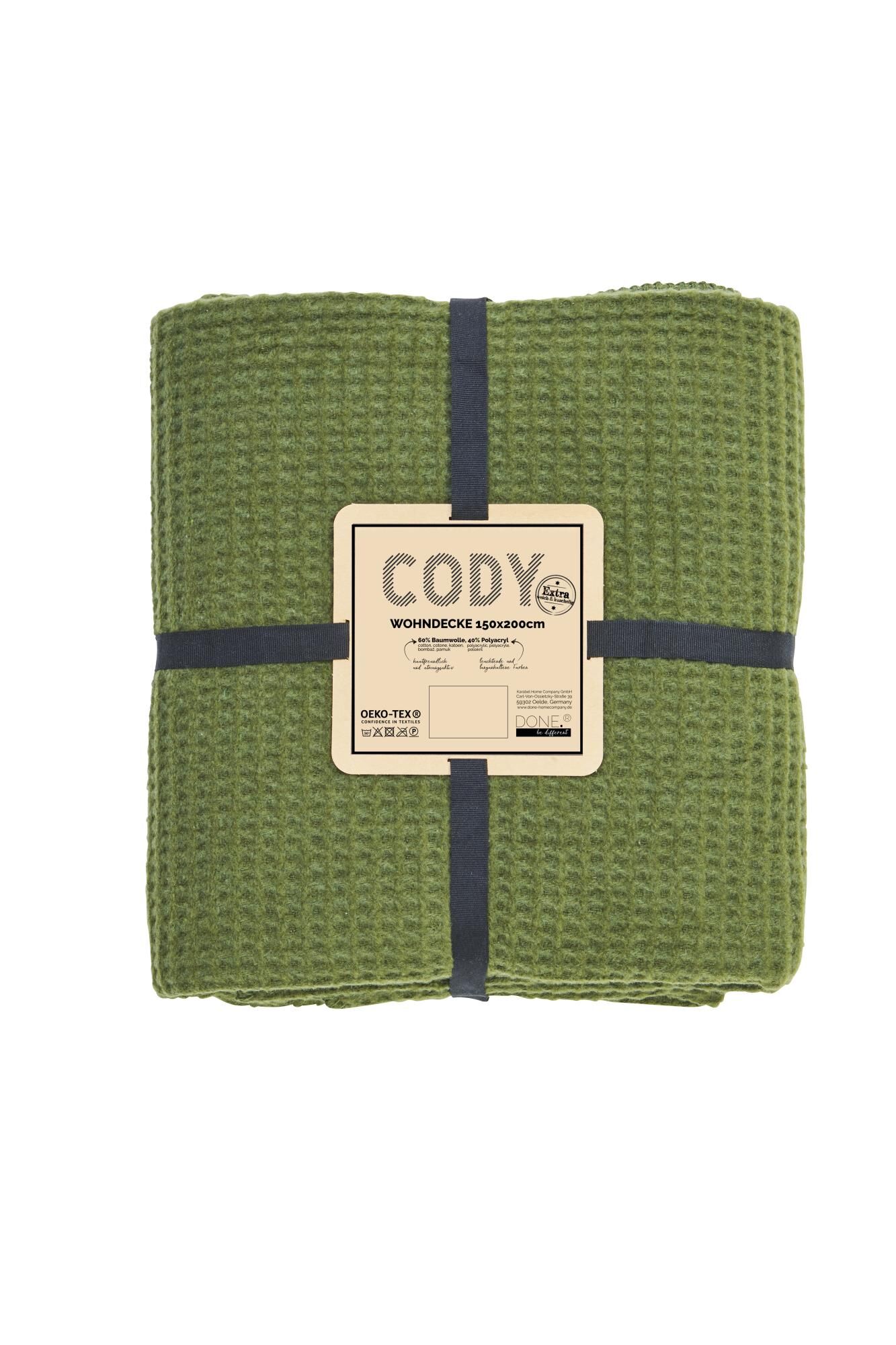 Kuscheldecke Cody Waffel Pique Dunkelgrün 150x200 cm