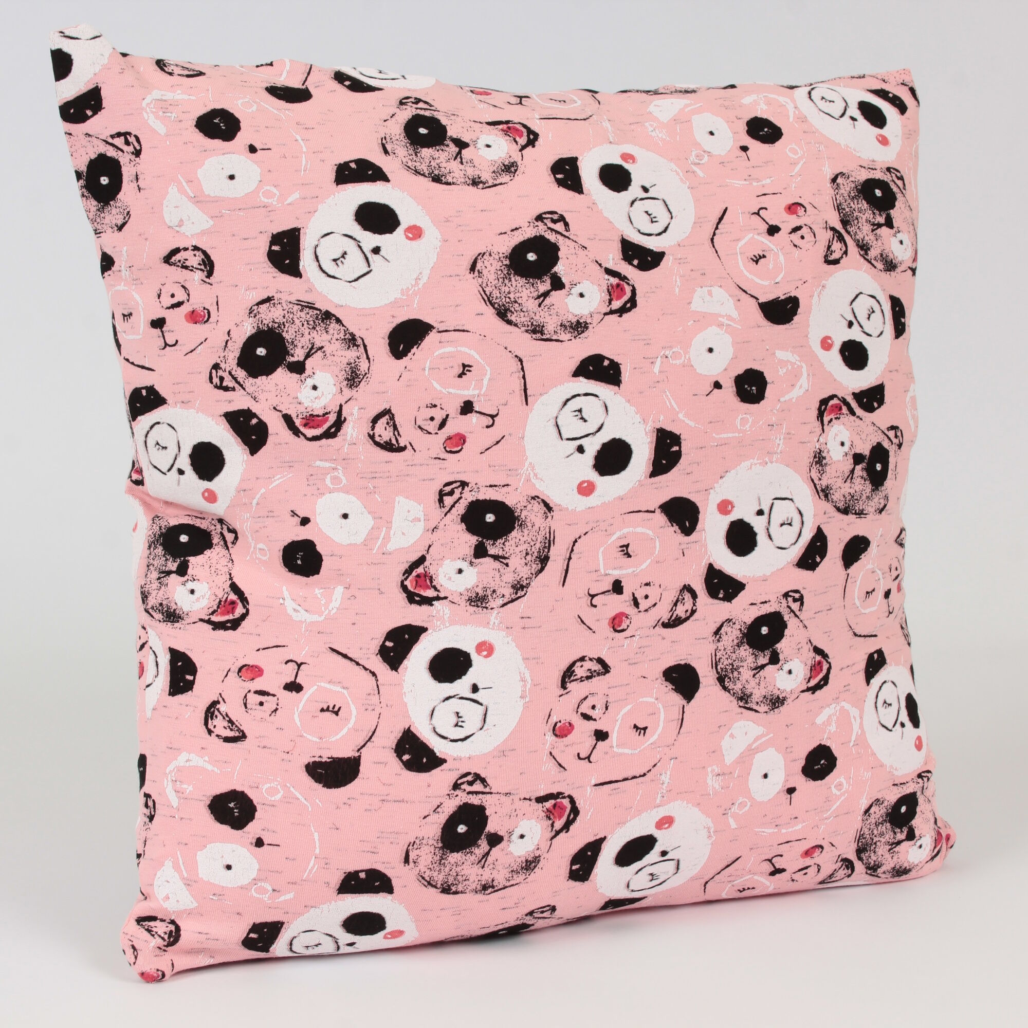 Jersey Panda Kissenbezug 40x40 Rosa