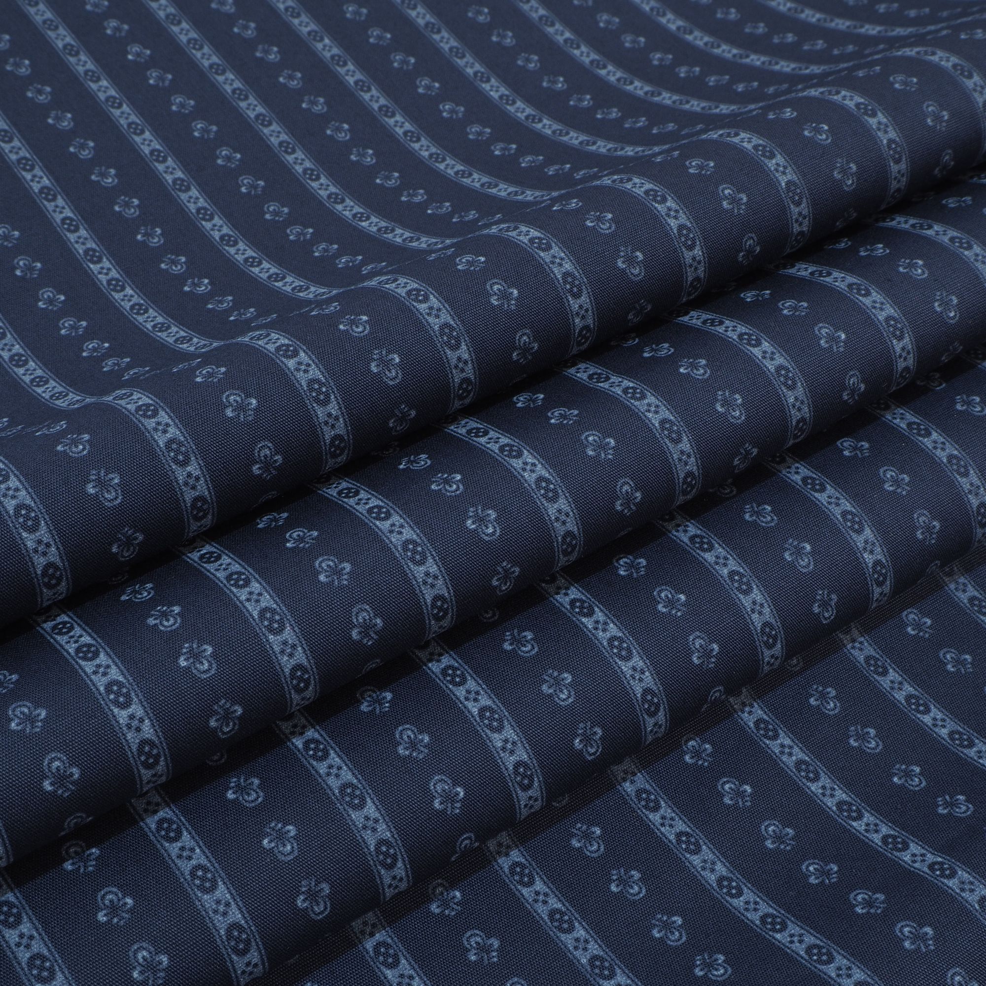 Dirndlstoff Blumen Streifen Moni Navy Blau Tracht