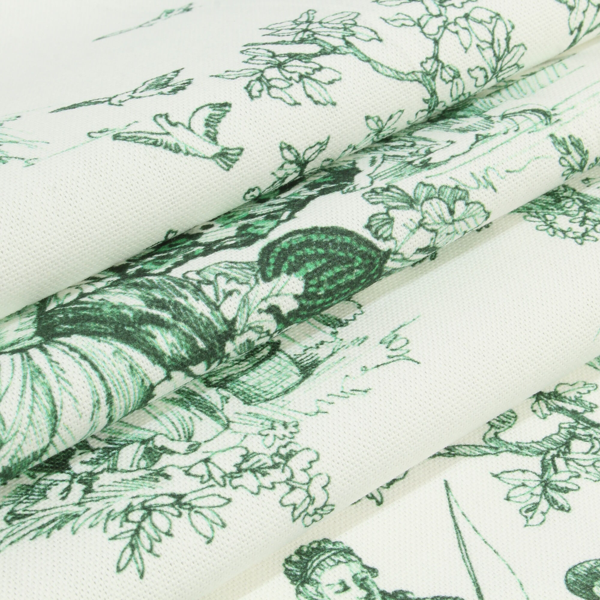 Stoff Meterware Toile de Jouy Grün Canvas