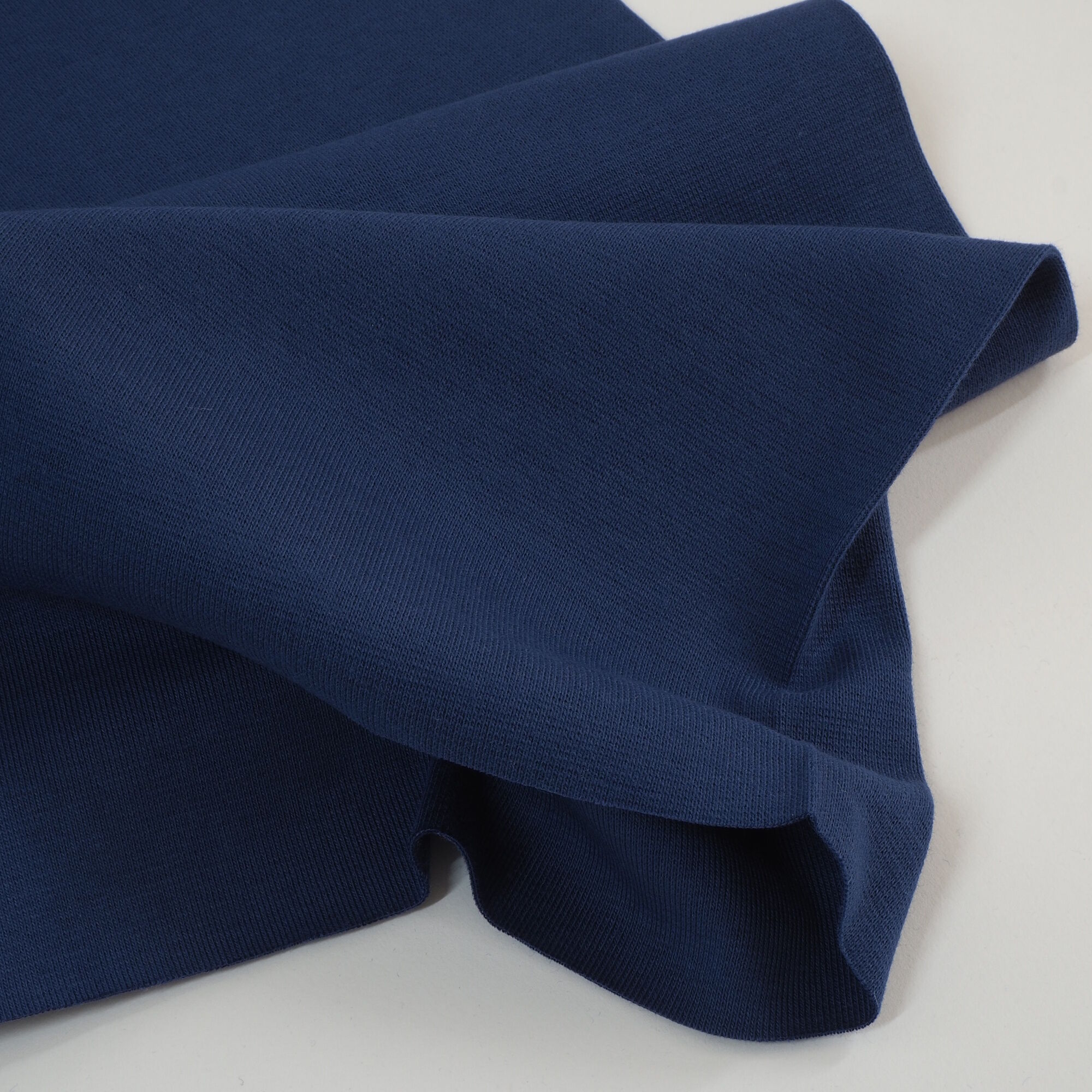 Bündchenstoff Meterware Uni Jeans Blau