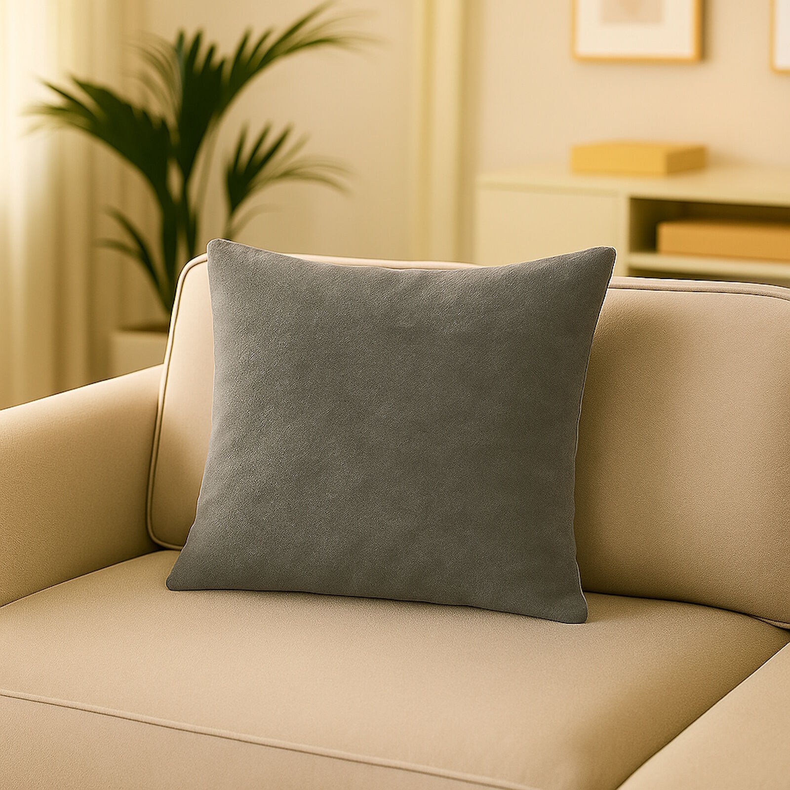 Kunstleder Kissenbezug Grau