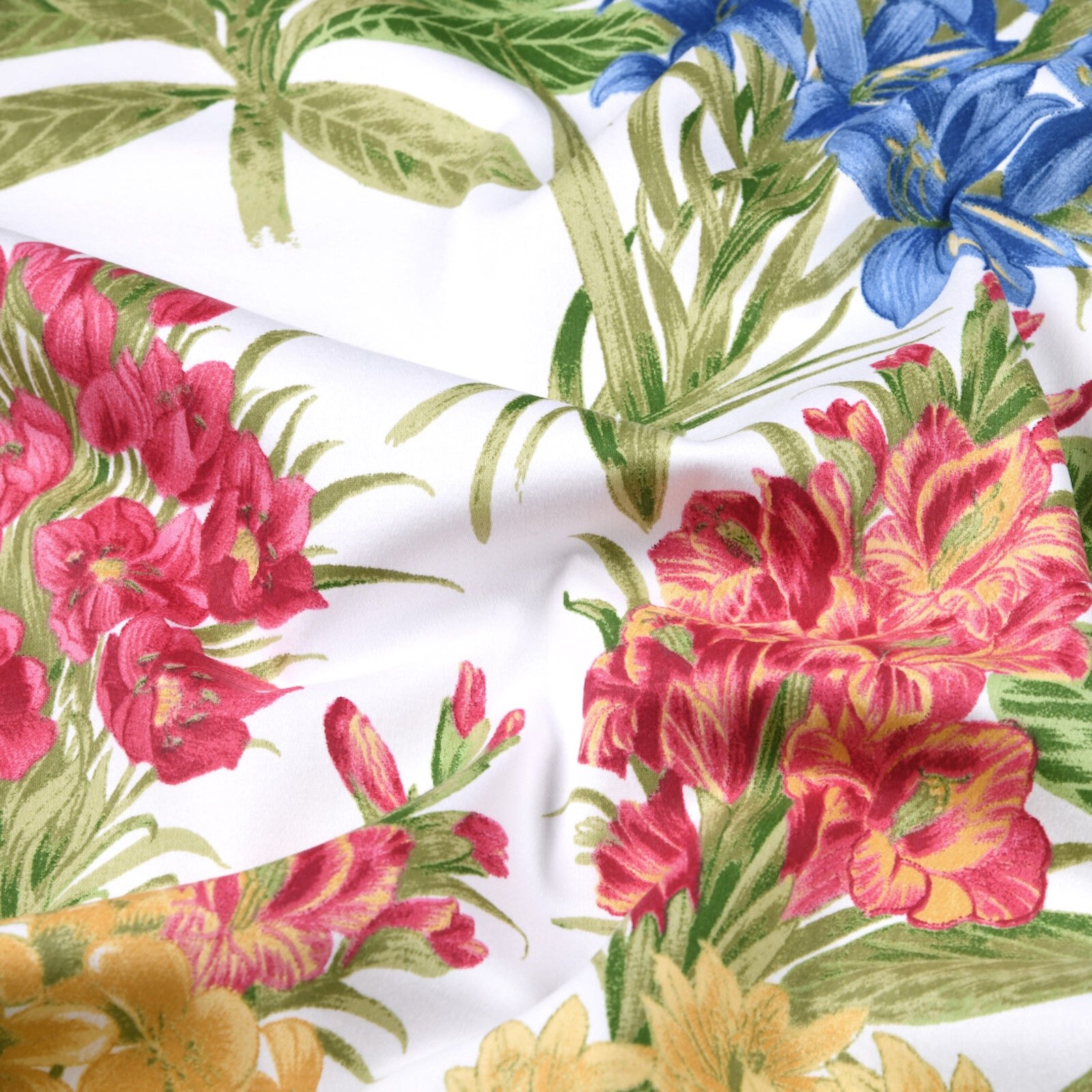 Satin Stoff Blumen Bunt Canna