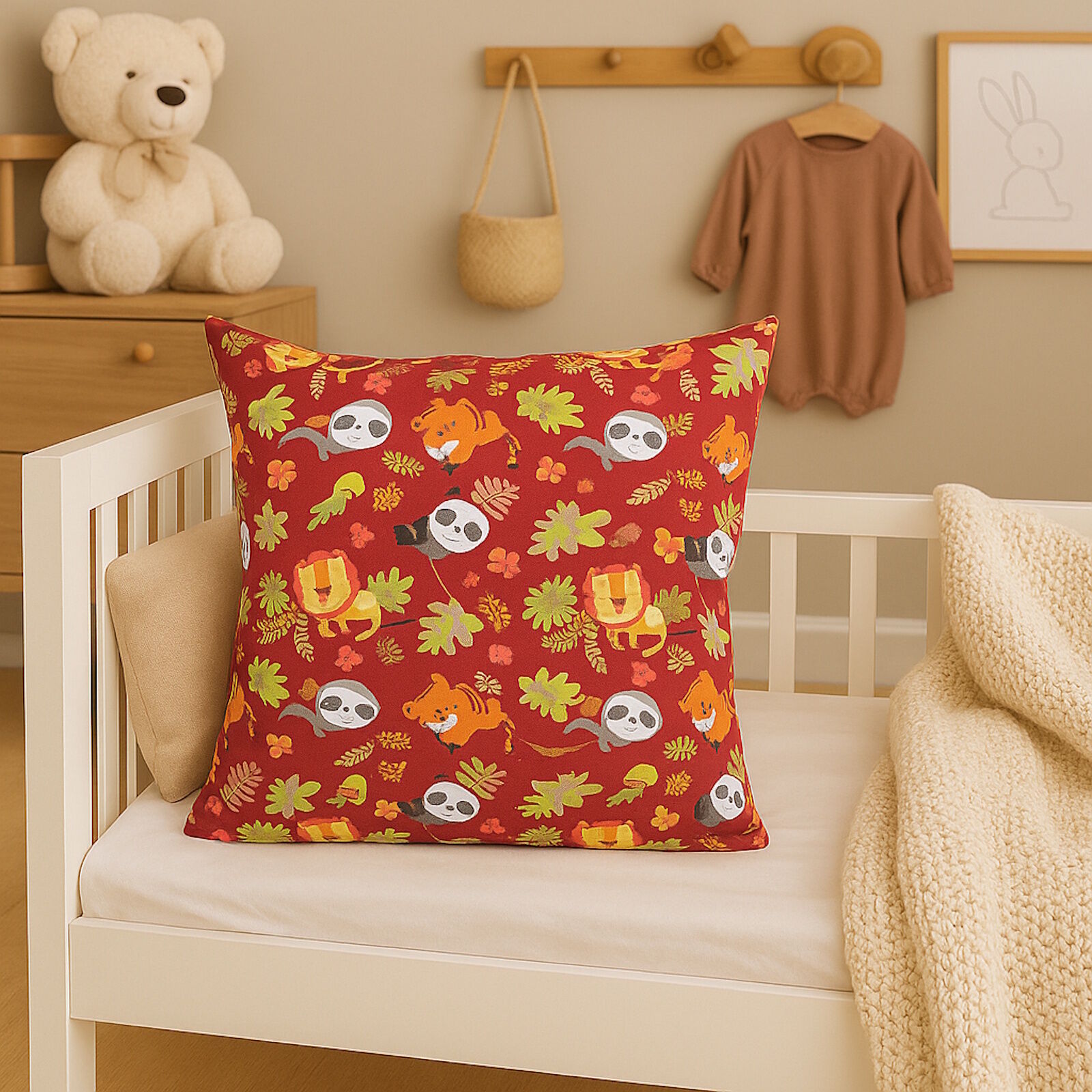 Jersey Kissenbezug 40x40 Löwe Panda Terra