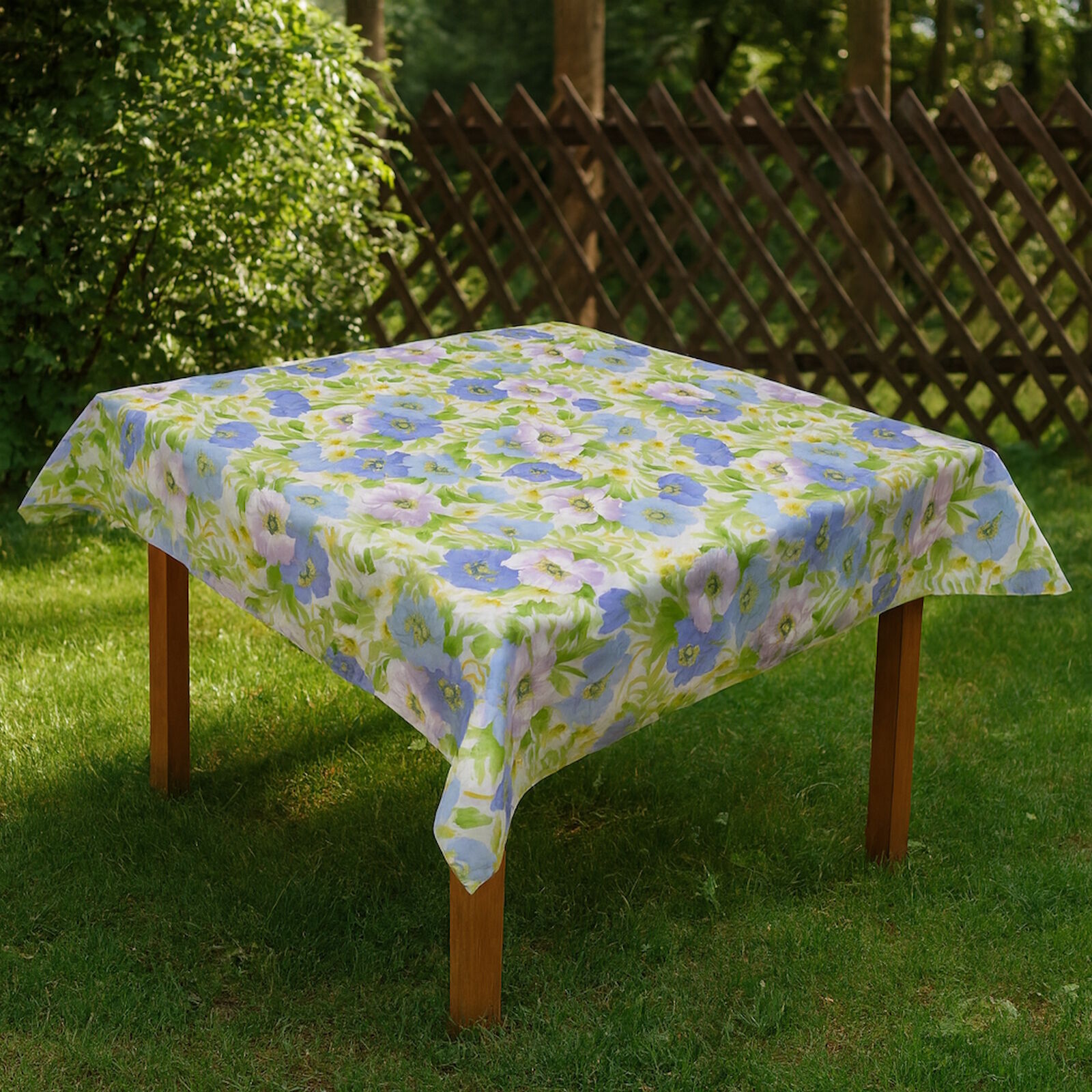 Outdoor Tischdecke Blumen Hellblau