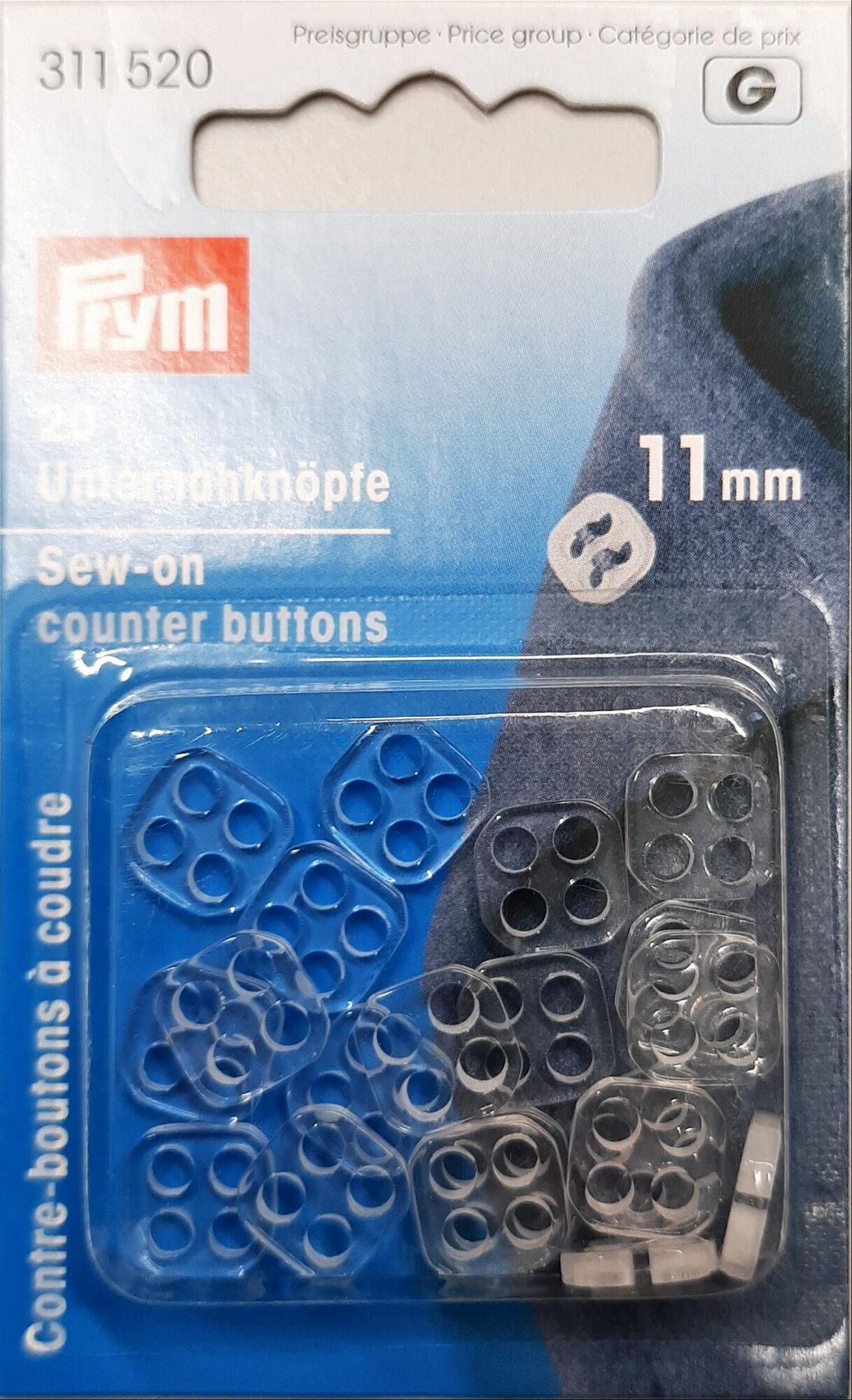 Unternähknöpfe KST 11 mm transparent