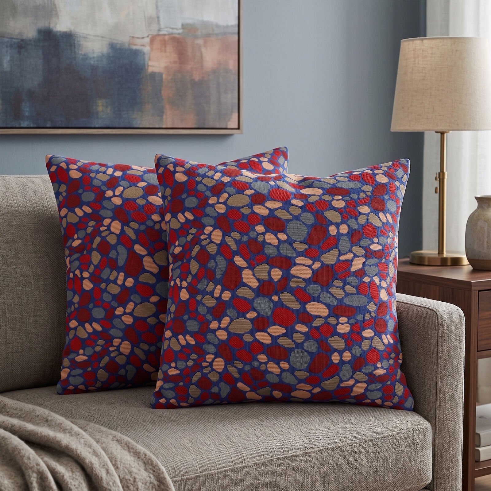 Jacquard Kissenbezüge Blau 40x40 2er Set