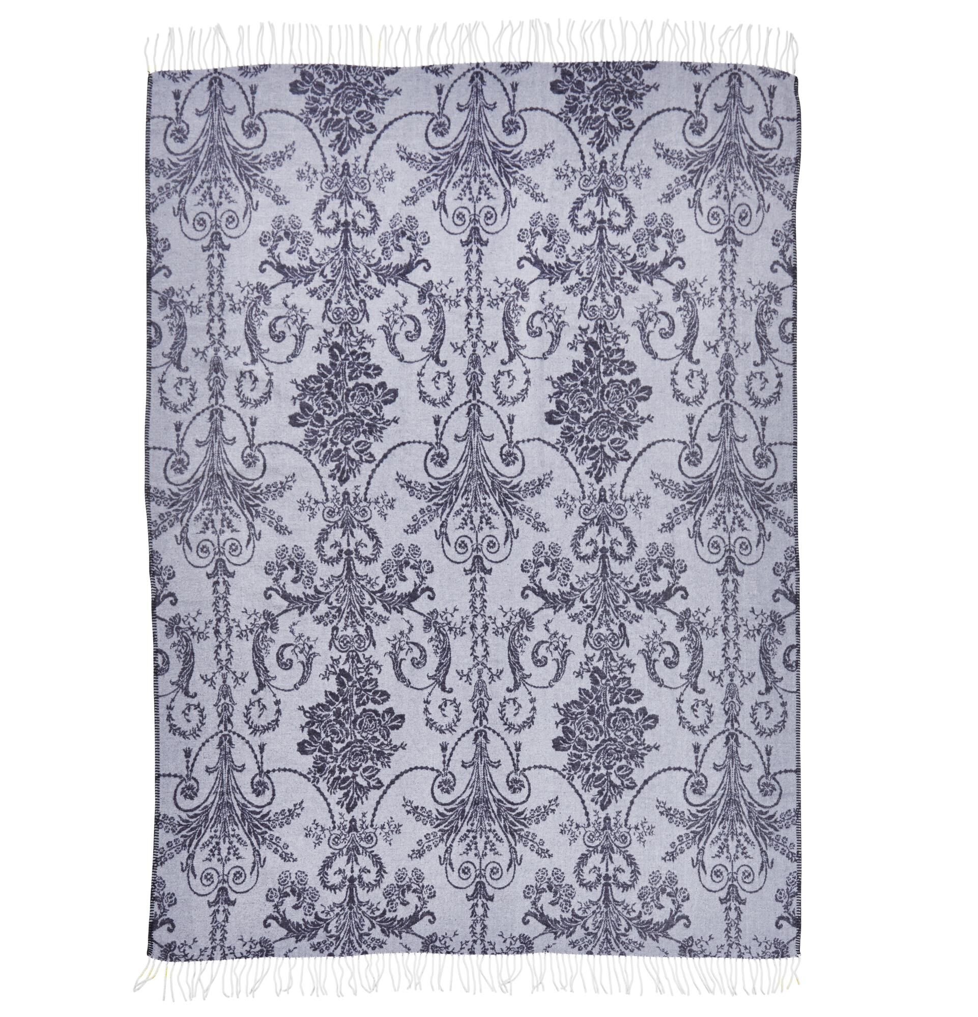 Kuscheldecke Dougy Grau Fransen 150x200 cm Baumwolle