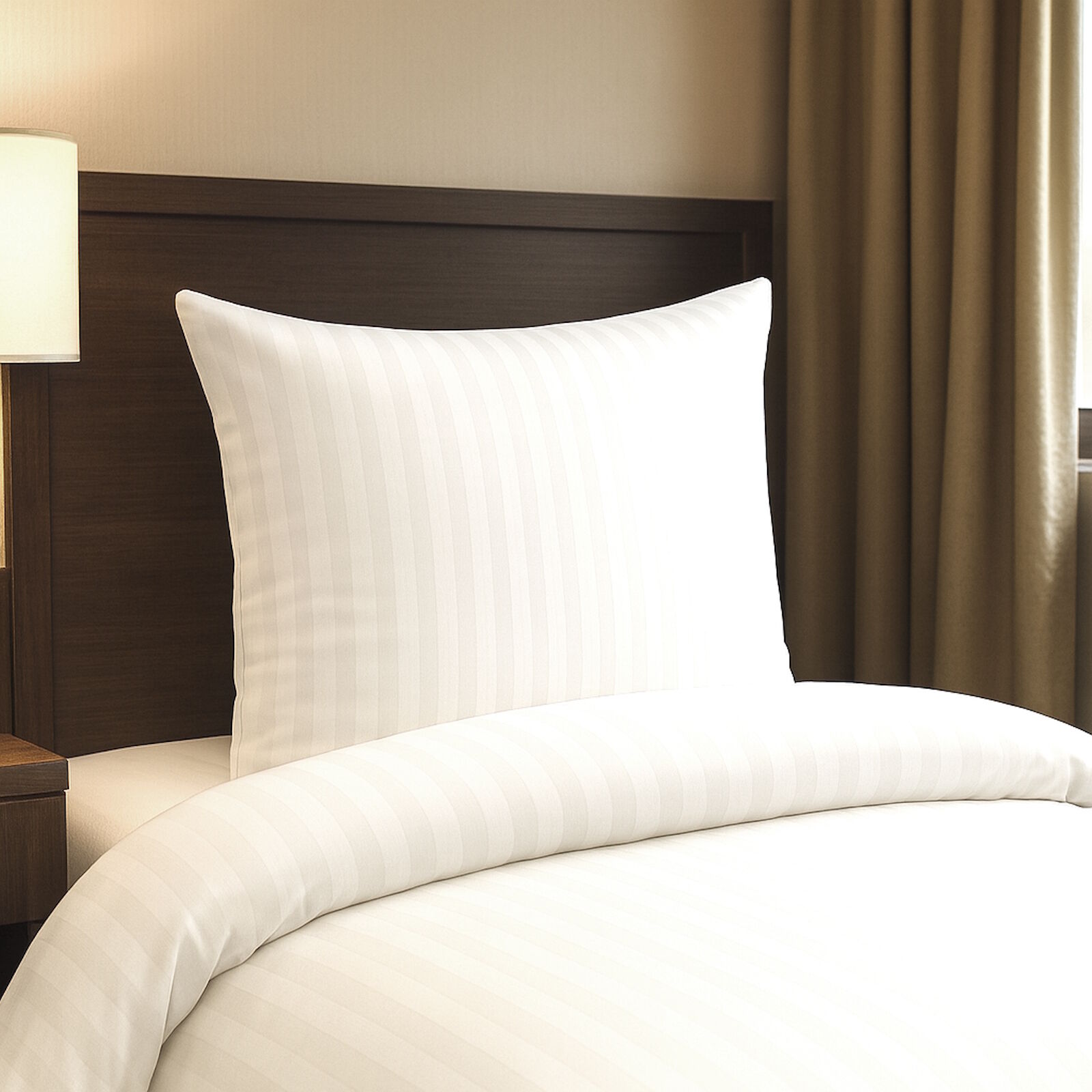 Damast Hotelbettwäsche Streifen 20 mm Weiß Baumwolle