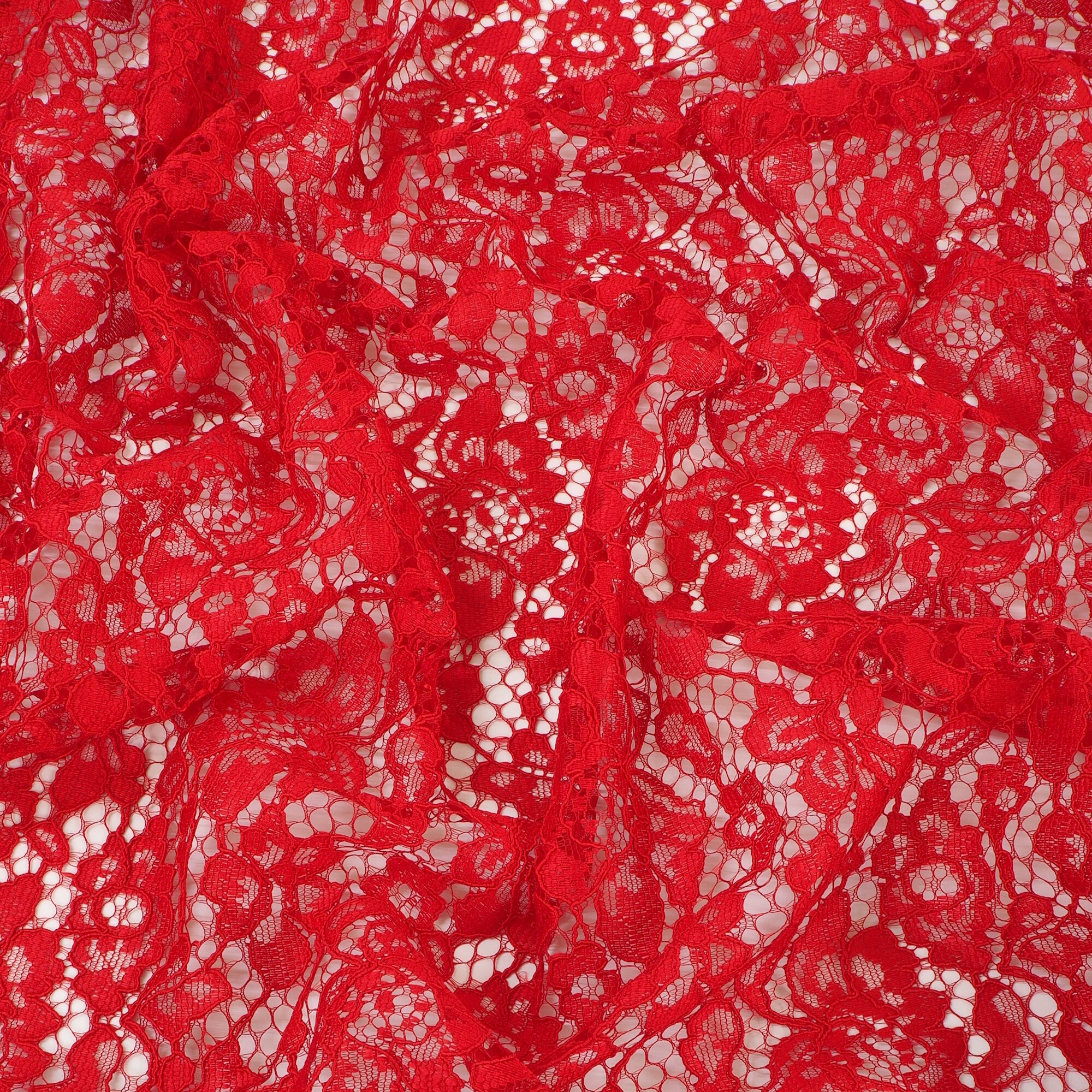 Baumwolle Roter Stoff Günstig Stoff Meterware Spitze Blumen Rot