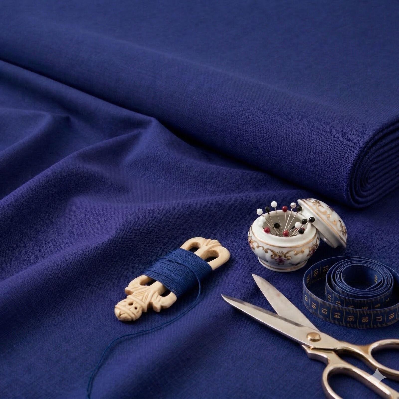 Stoff Meterware Baumwolle Linon Marine Blau