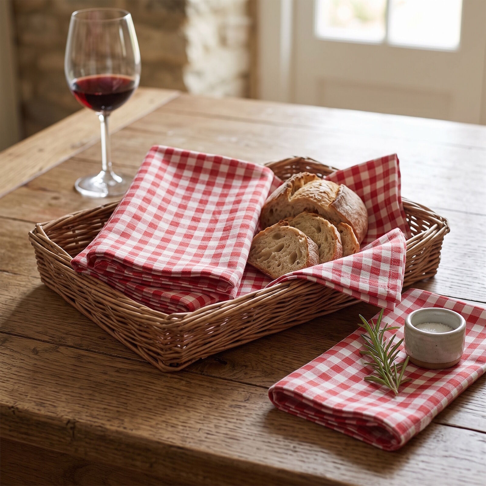 Servietten 60x60 cm Karo 1x1 cm Rot Variante 6 Stk.