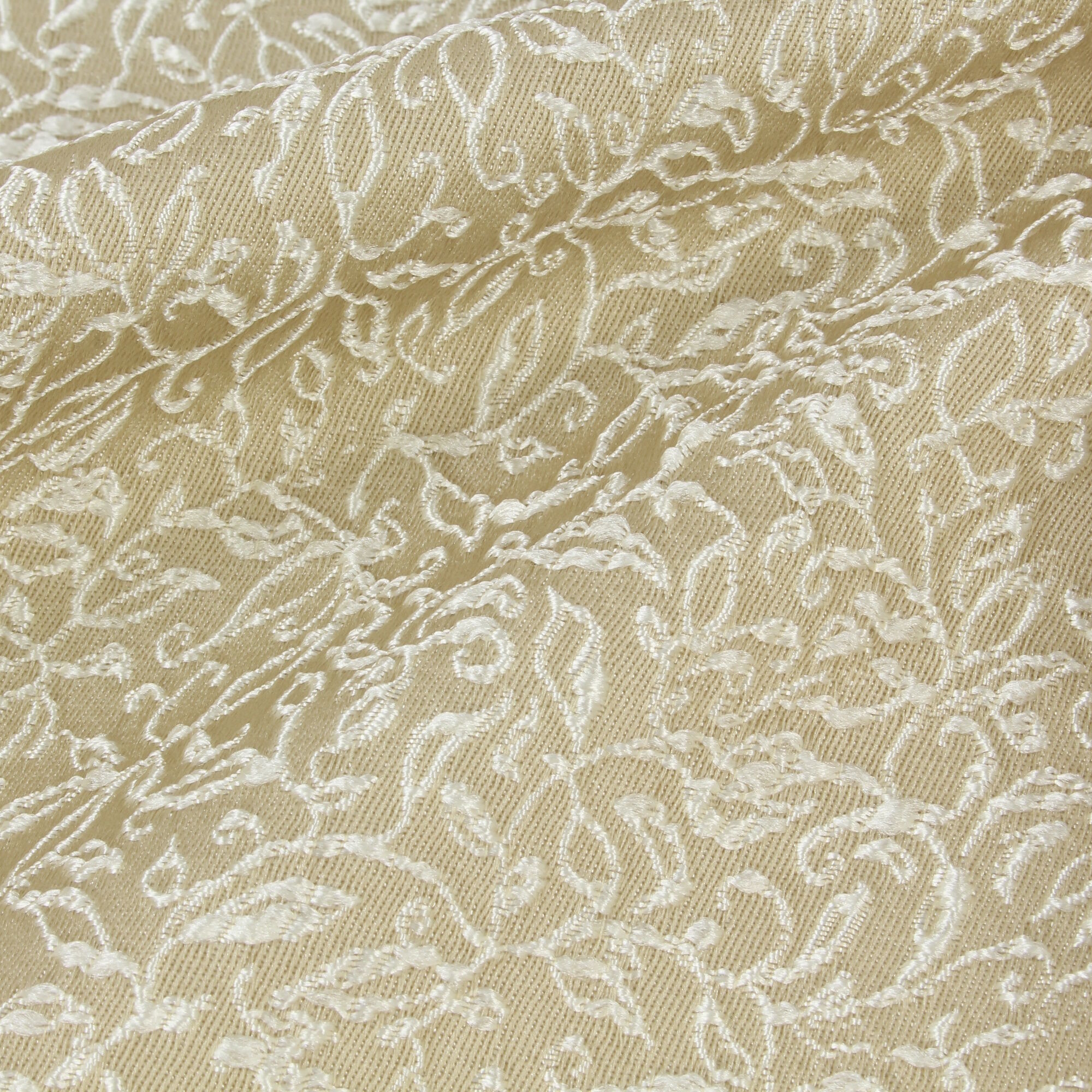 Stoff Meterware kleines Blättermuster Beige Mischgewebe