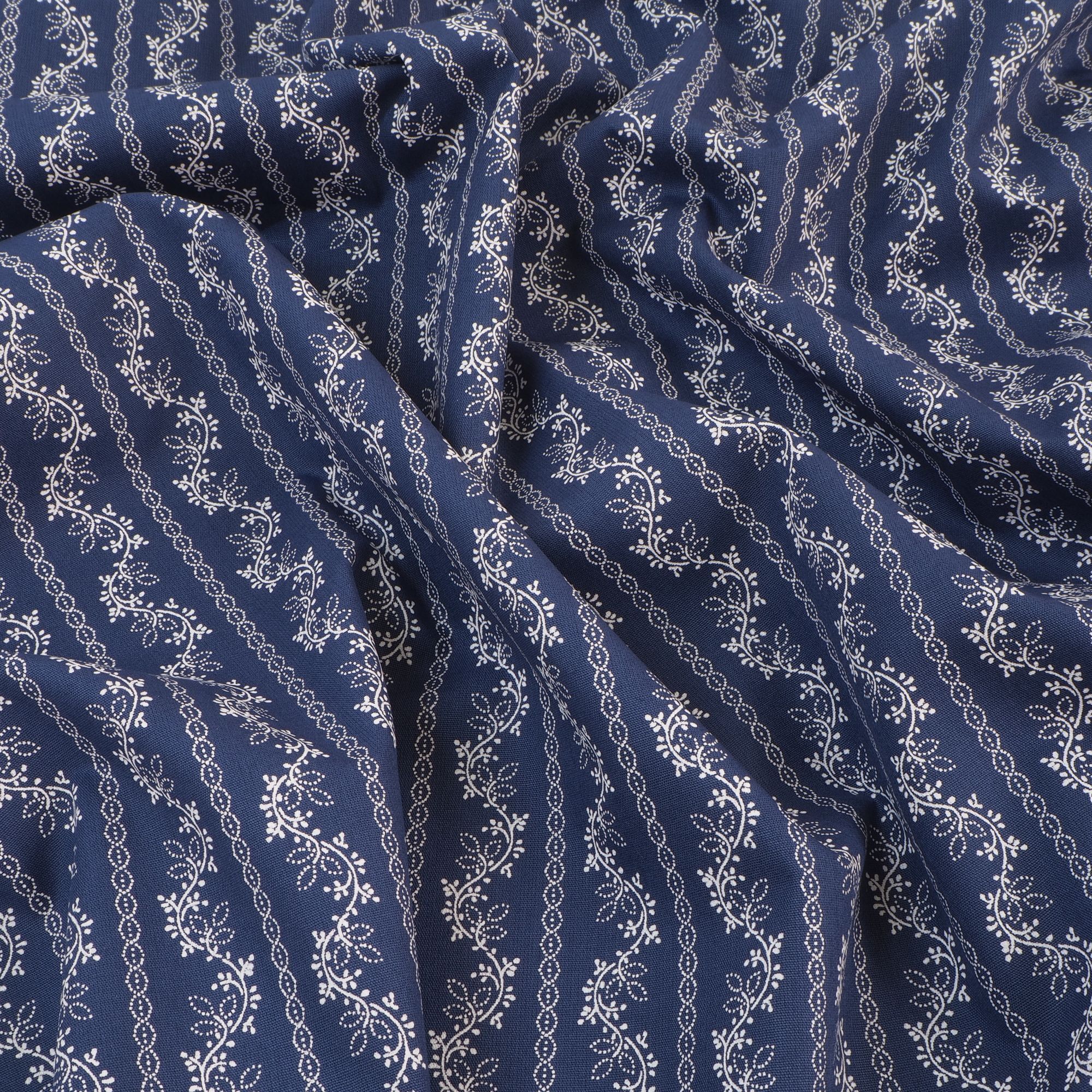 Dirndlstoff Blumen Streifen Navy Blau Flori Tracht