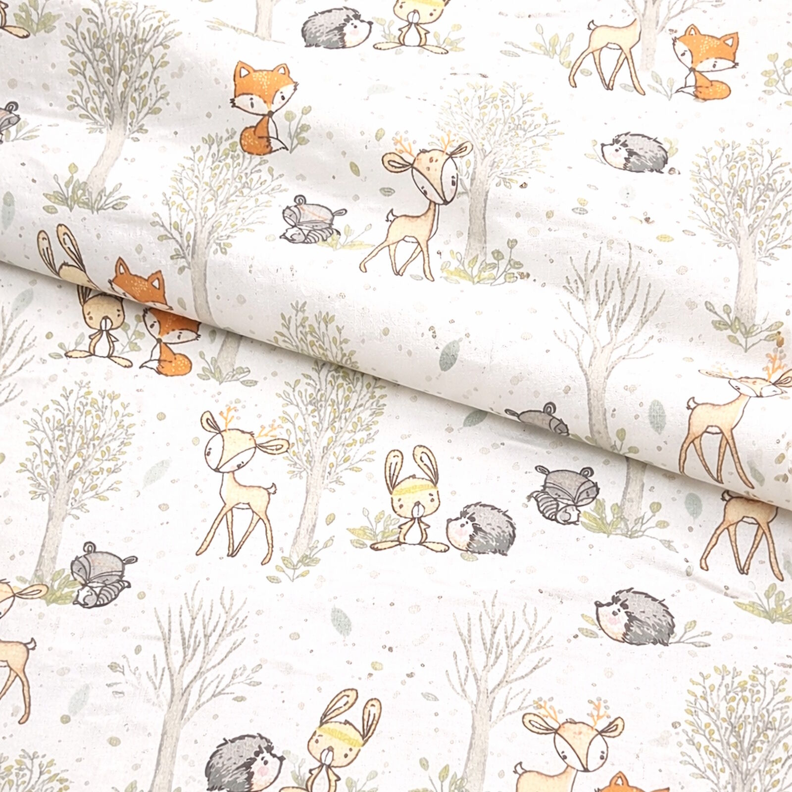 Kinder Stoff Süße Waldtiere Baumwolle Meterware