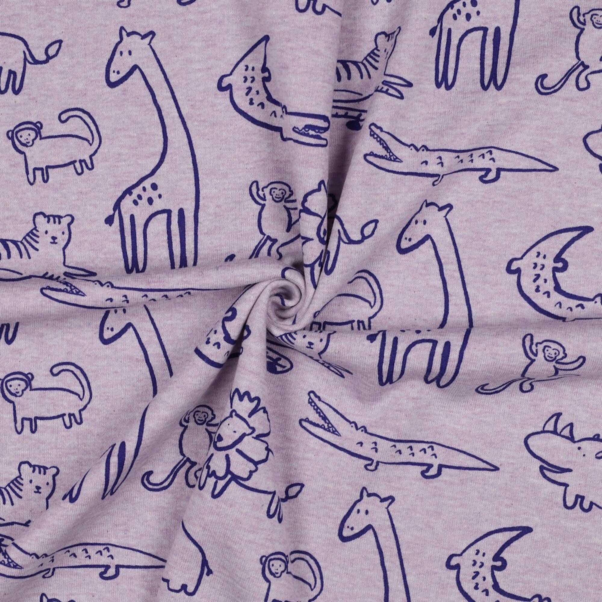 Sweat Kinderstoff Löwe Krokodil Lila