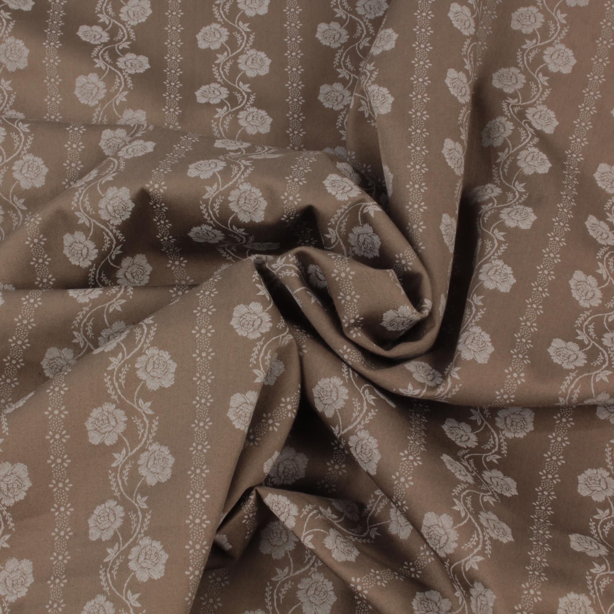 Stoff Meterware Blumen Streifen Sandra Beige Dirndl