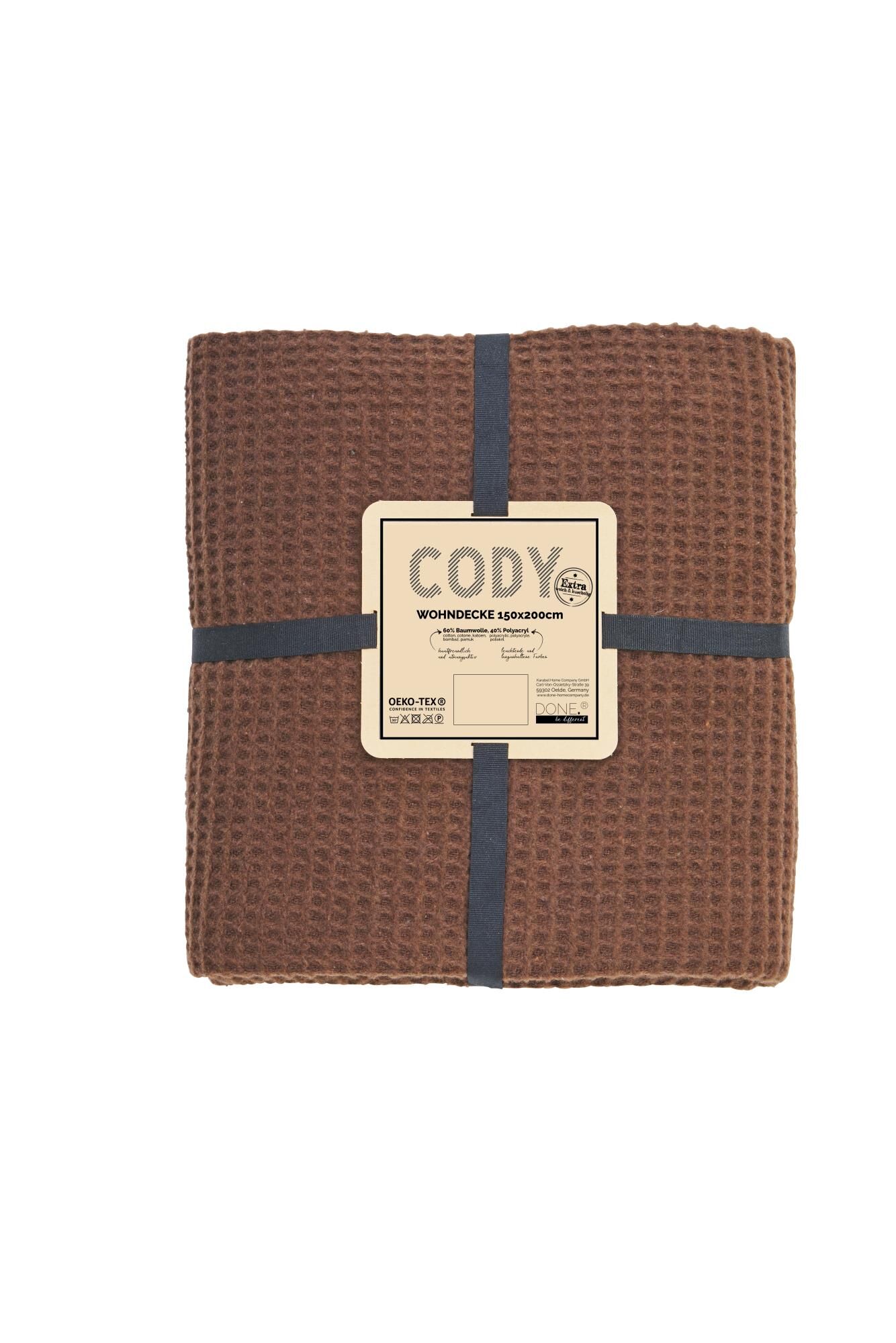 Kuscheldecke Cody Waffel Pique Schoko 150x200 cm
