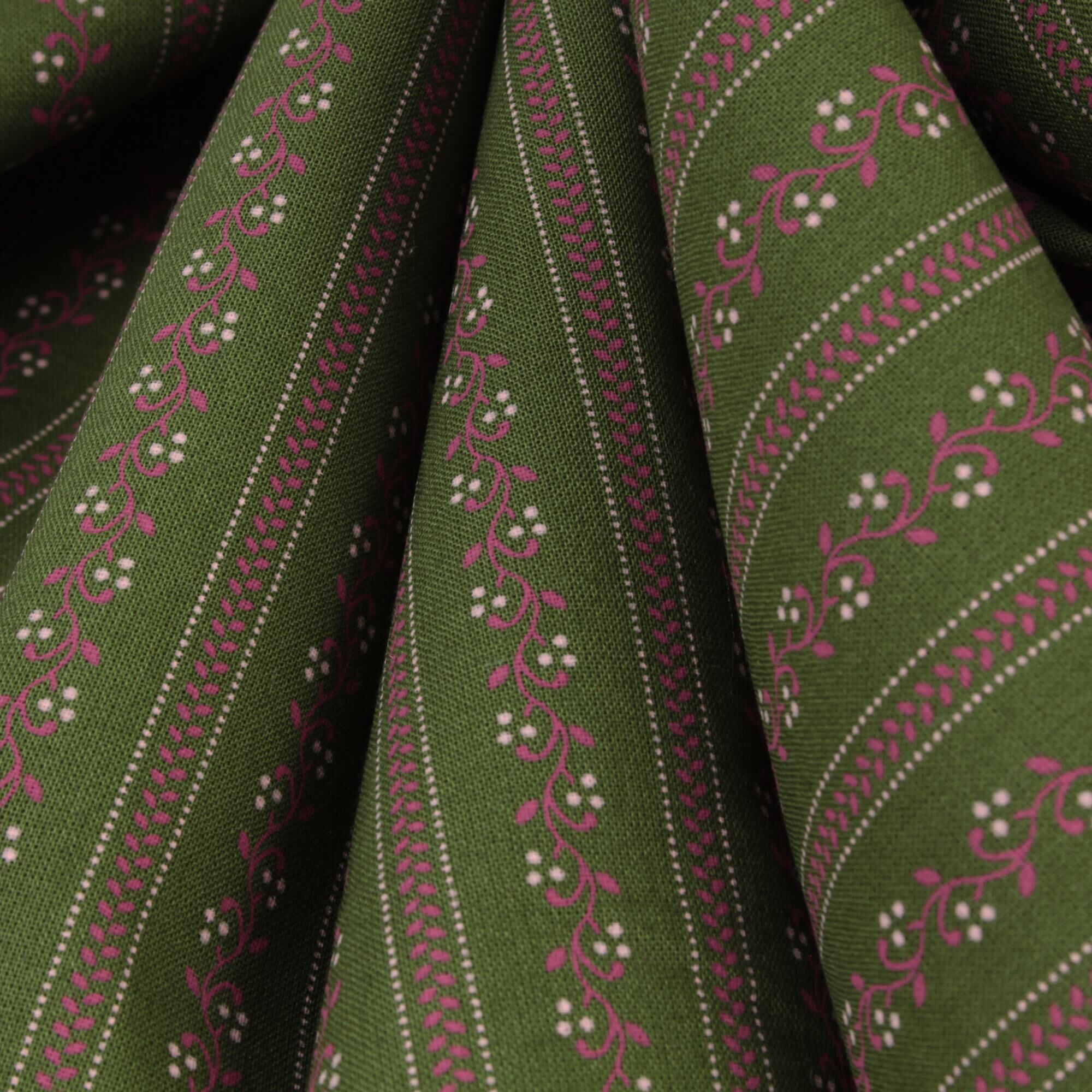 Stoff Meterware Blumen Streifen Christa Grün Dirndl