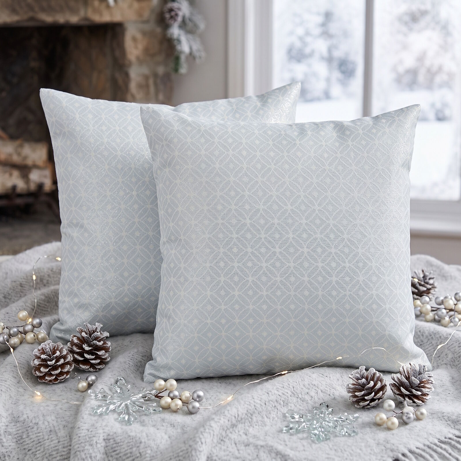 Winter Kissenbezüge 40x40 Lurex 2er Set