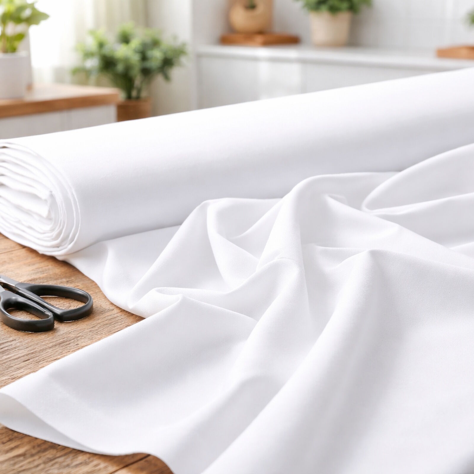 Stoff Meterware Baumwolle Linon Weiß 160 cm