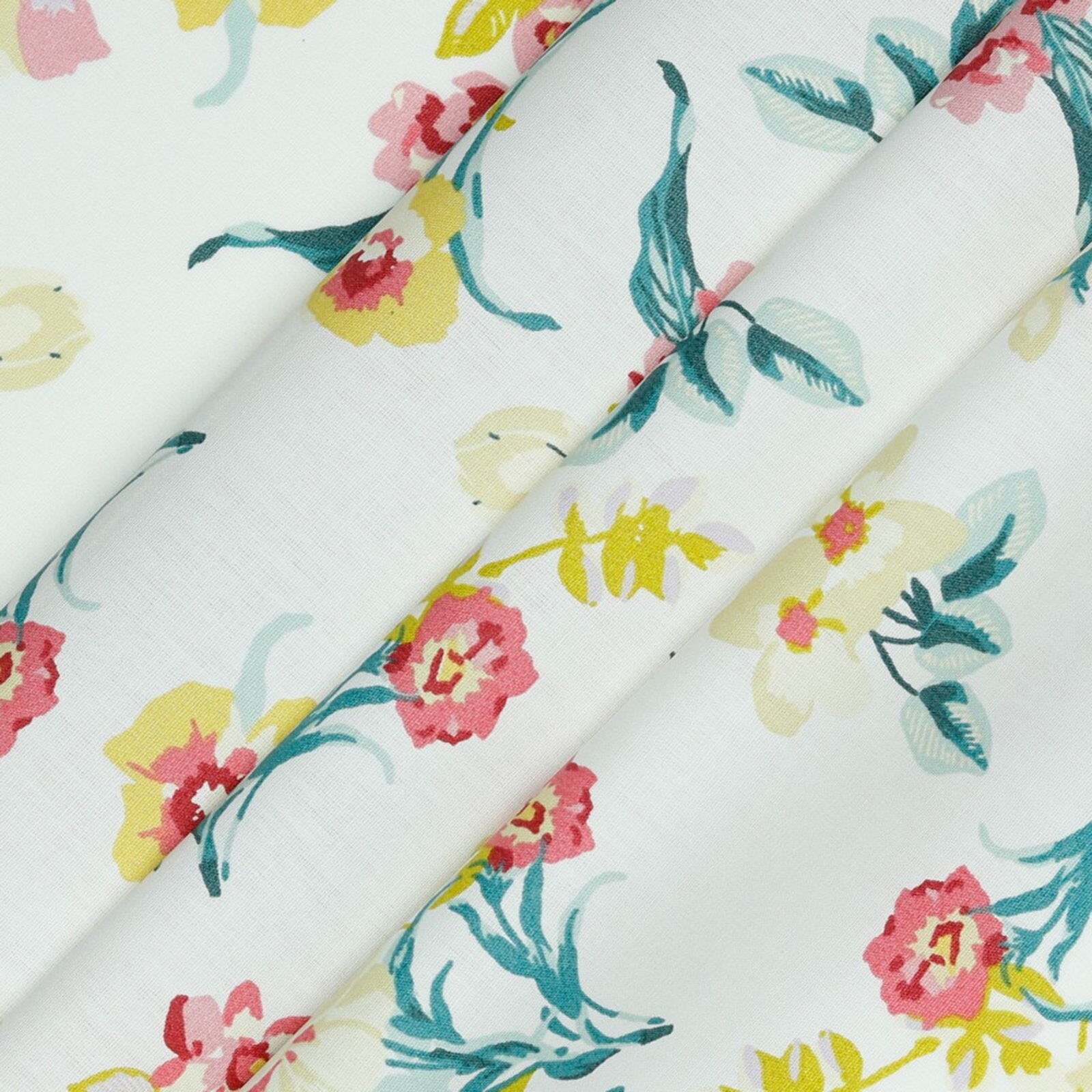 Stoff Meterware Blumen Emilia Weiß Beschichtet