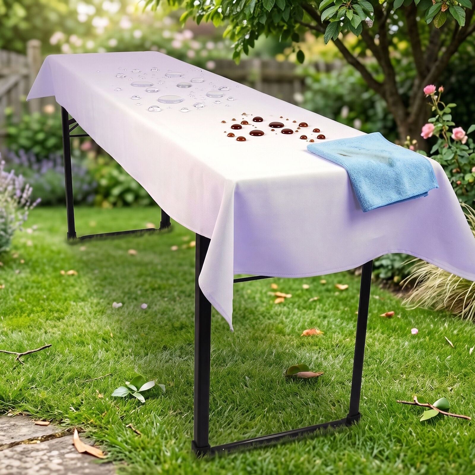 Biertisch Tischdecke Teflon Beschichtet - 120x270 - Weiß